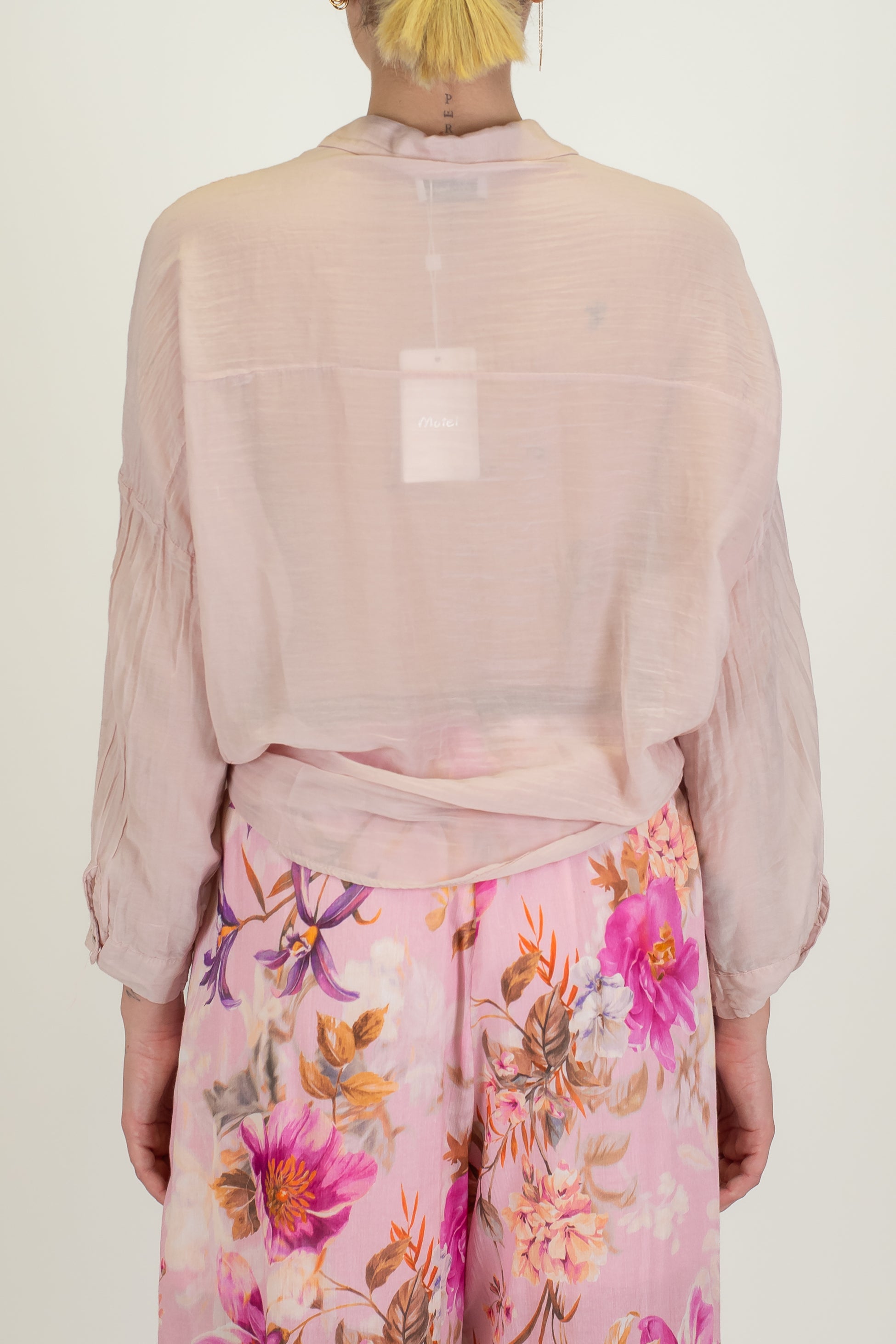 Motel - Camicia tinta unita in misto seta