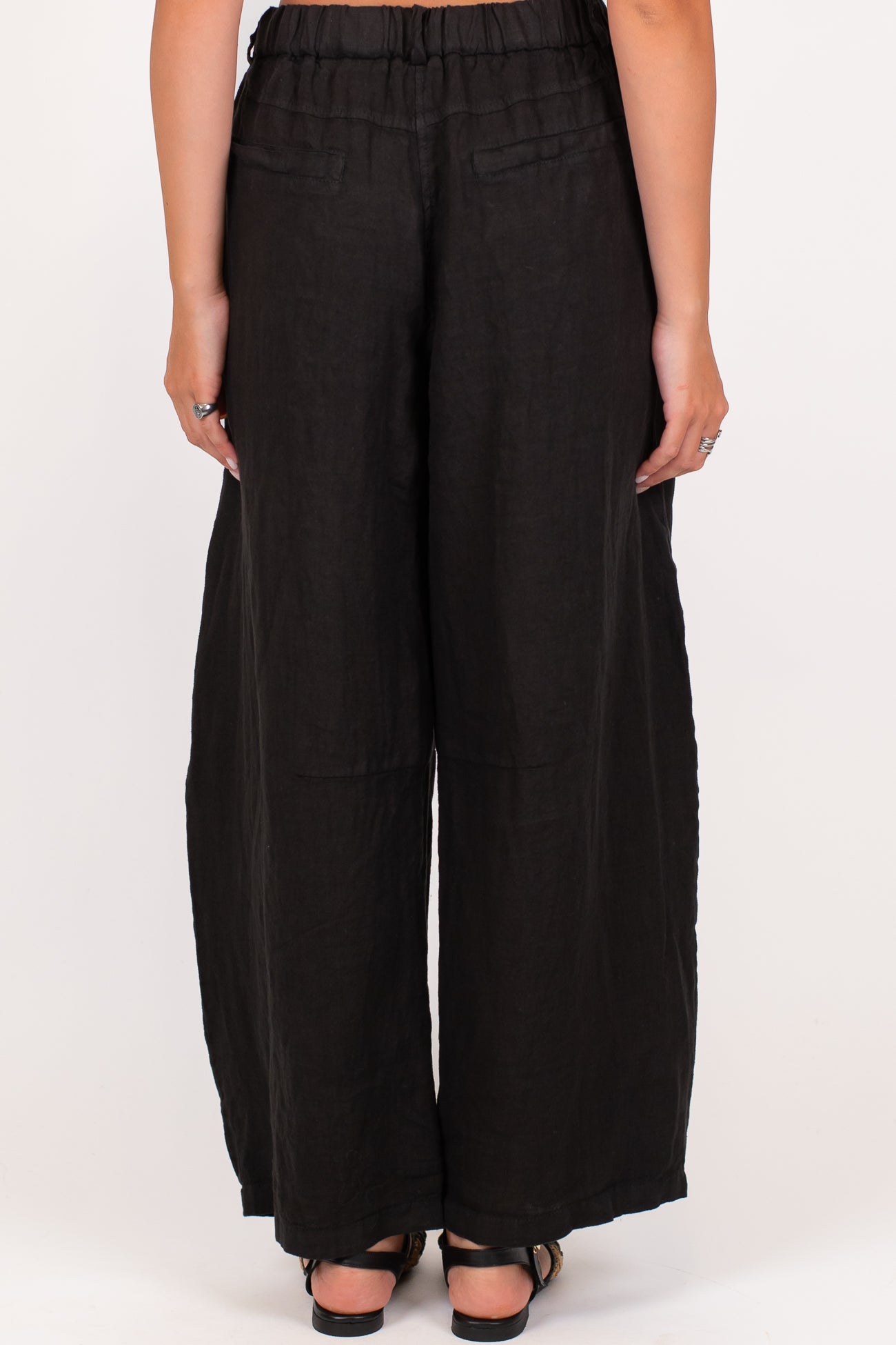 Motel - Pantalone balloon in puro lino con elastico in vita