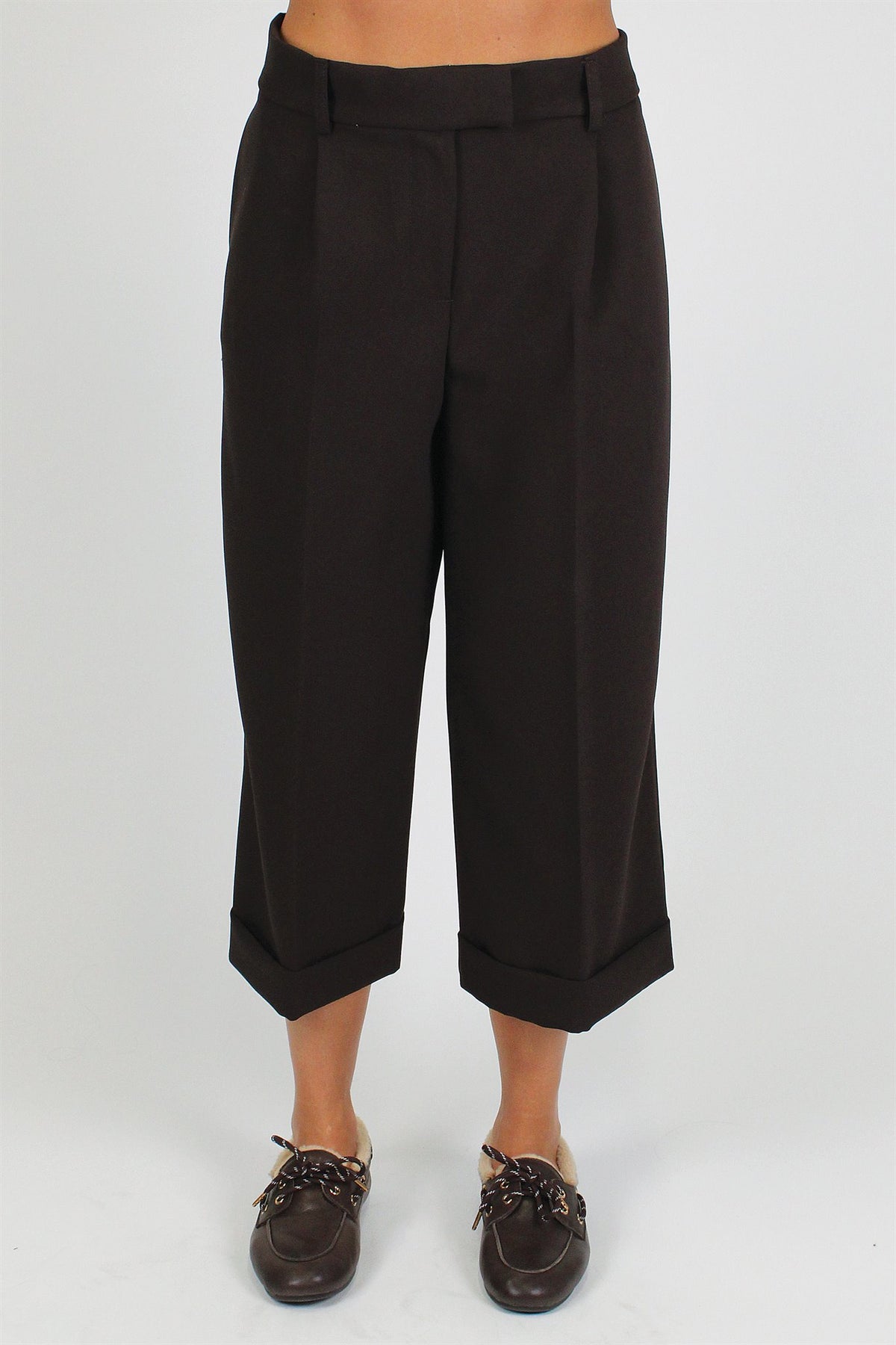 Tensione in - Pantalone palazzo crop con chiusura a scomparsa