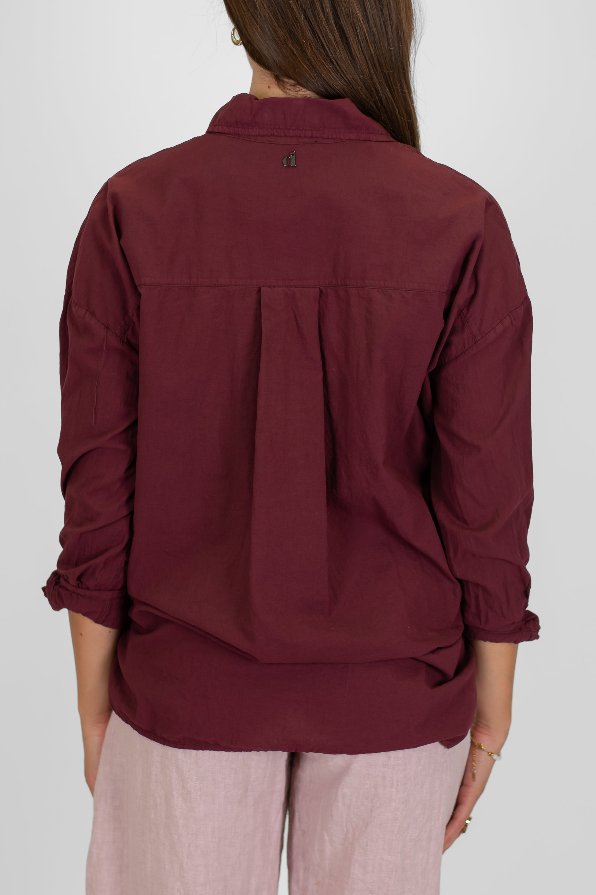 Dixie - Camicia tinta unita in cotone con nodo sul fondo