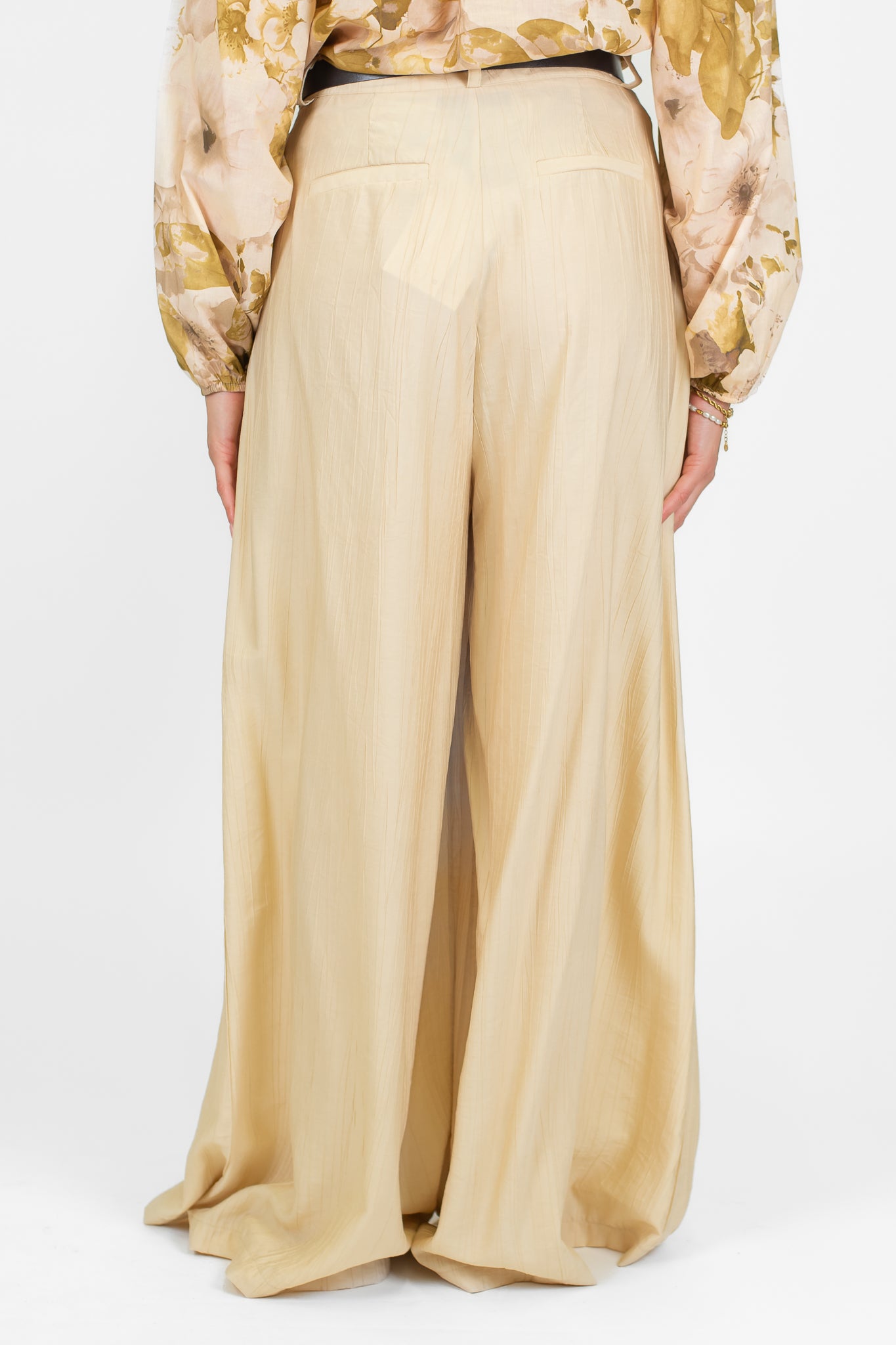 Haveone - Pantalone palazzo con pinces in viscosa leggera