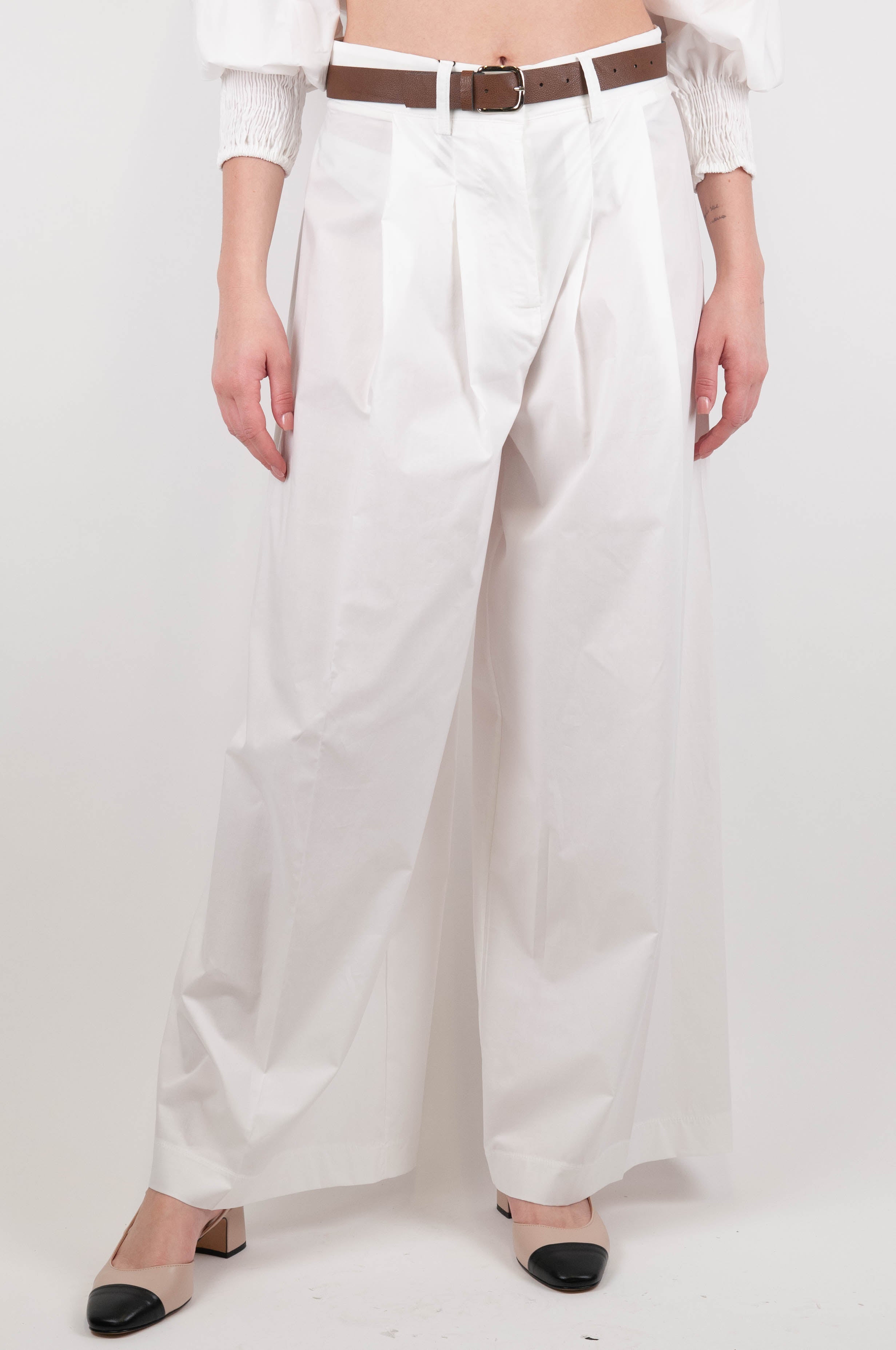 Dixie - Palazzo trousers with pleats in light cotton