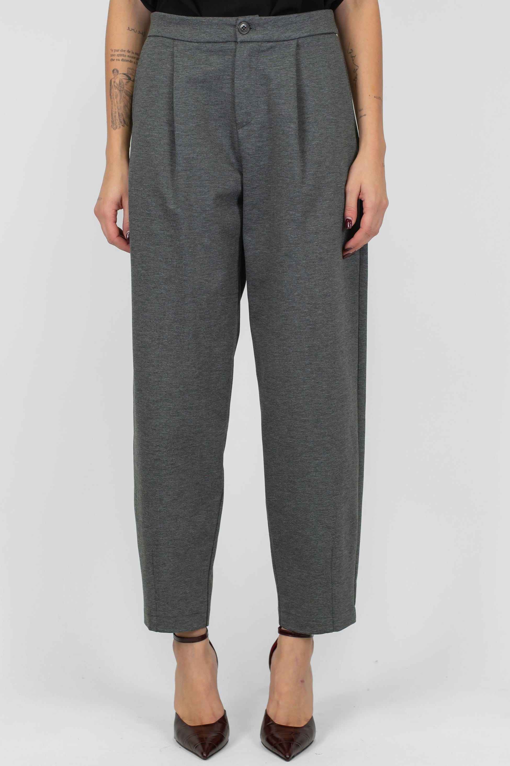 Maryley - Pantalone balloon in punto milano con pinces