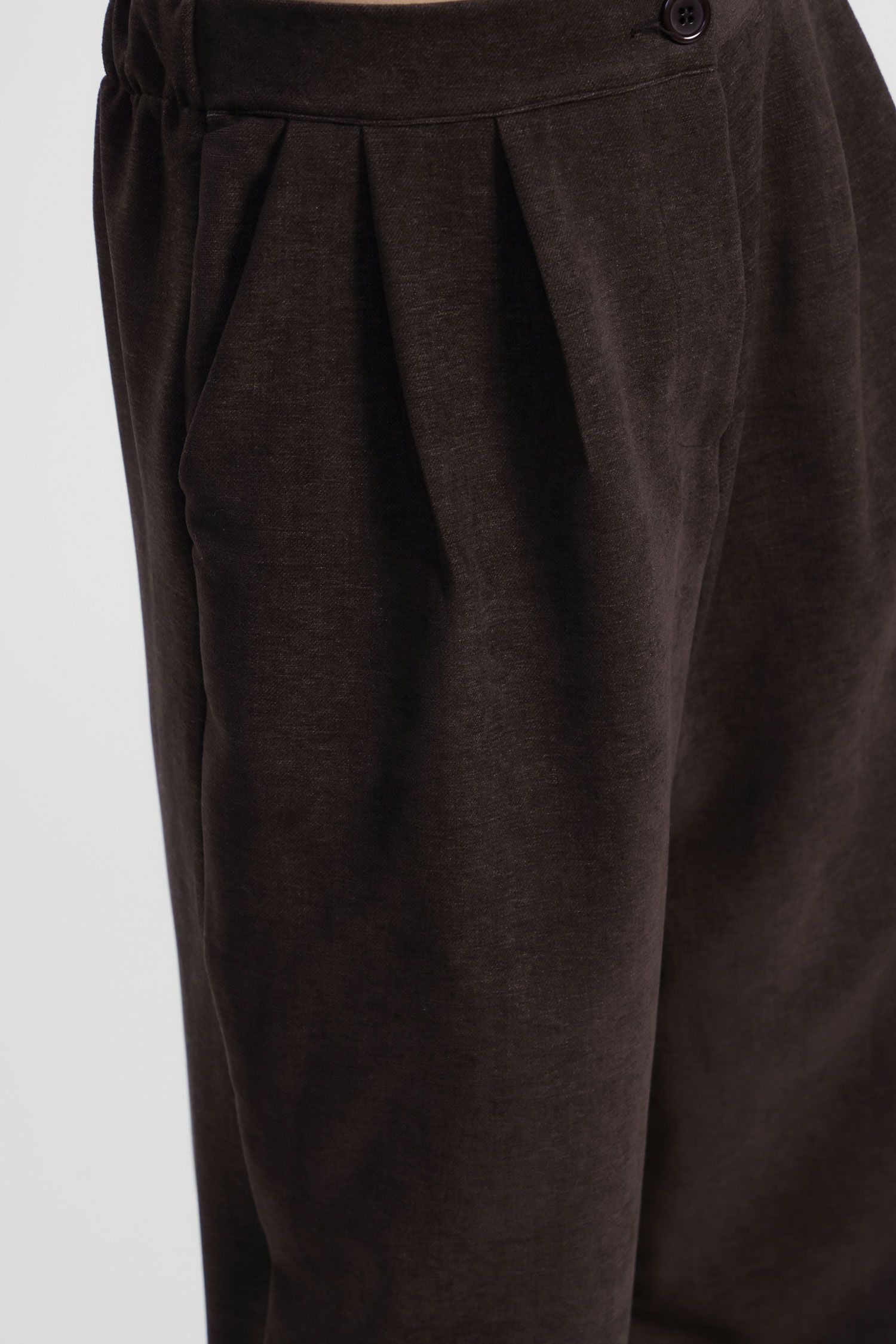 Dixie - Pantalone balloon con elastico sul retro e pinces in viscosa pettinata effetto ciniglia