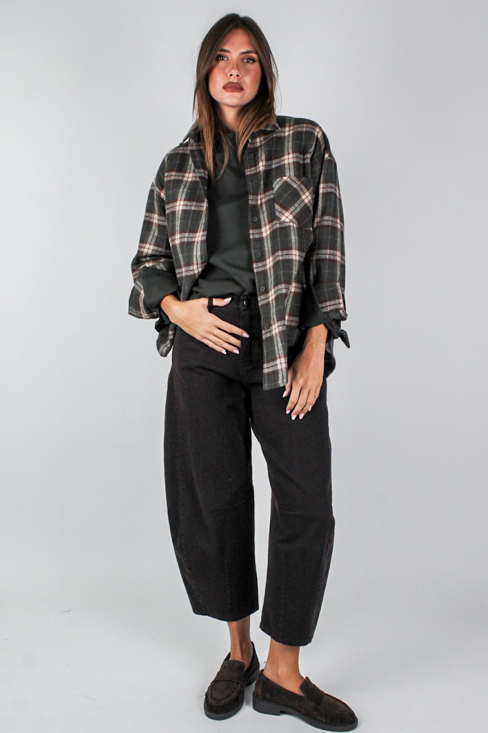 Motel - Camicia fantasia check con taschino