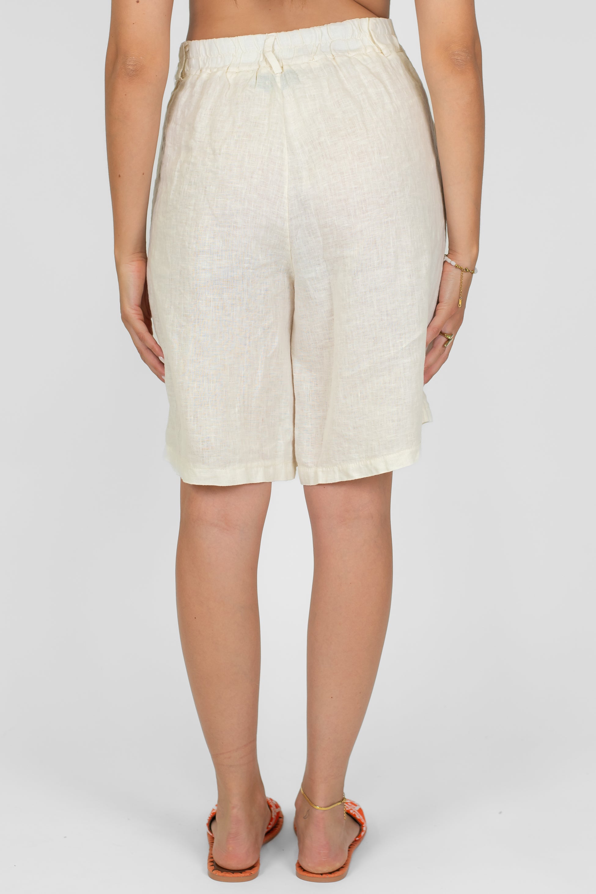 Haveone - Bermuda in puro lino con elastico sul retro
