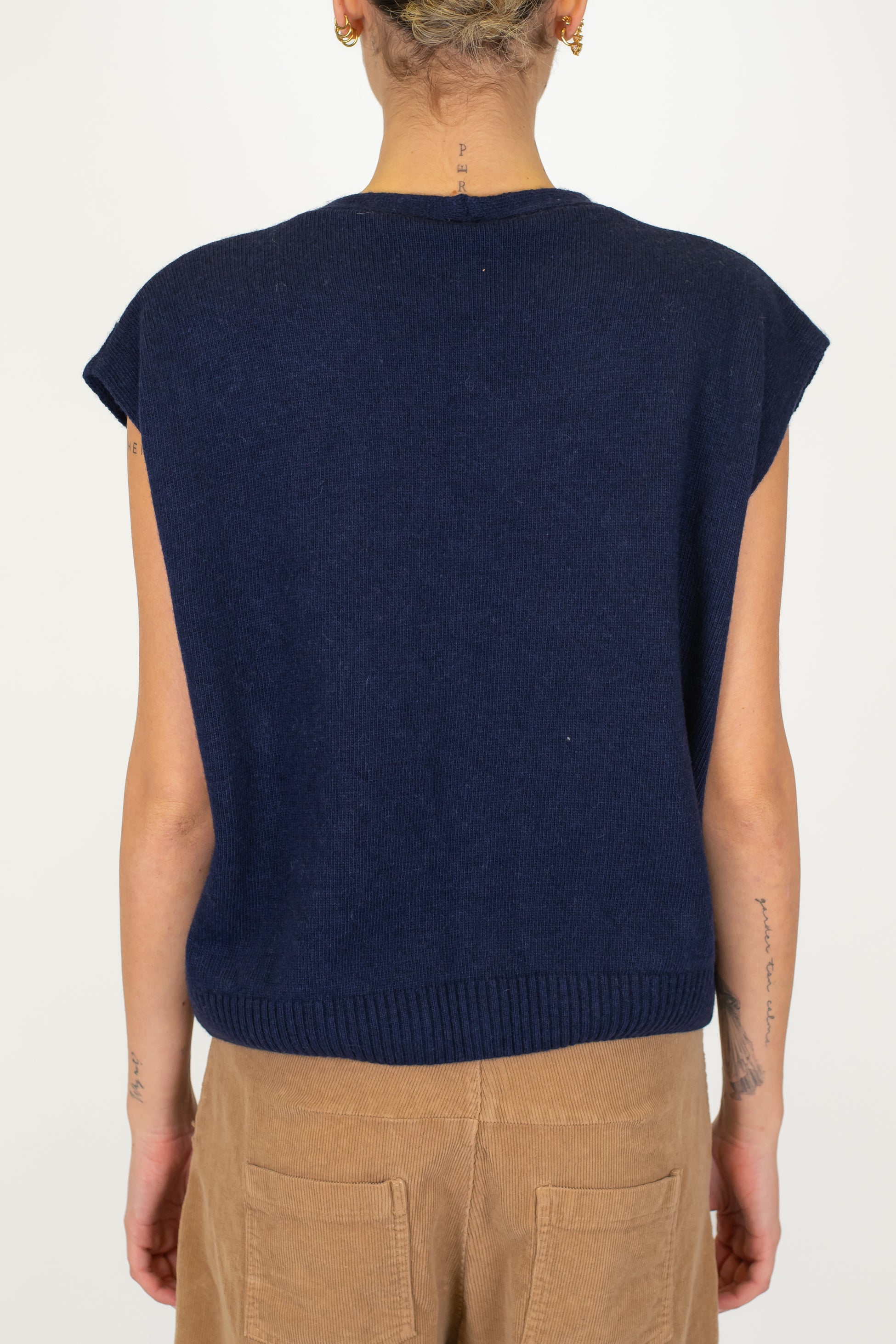 Tensione in - Gilet in maglia fantasia rombi a contrasto