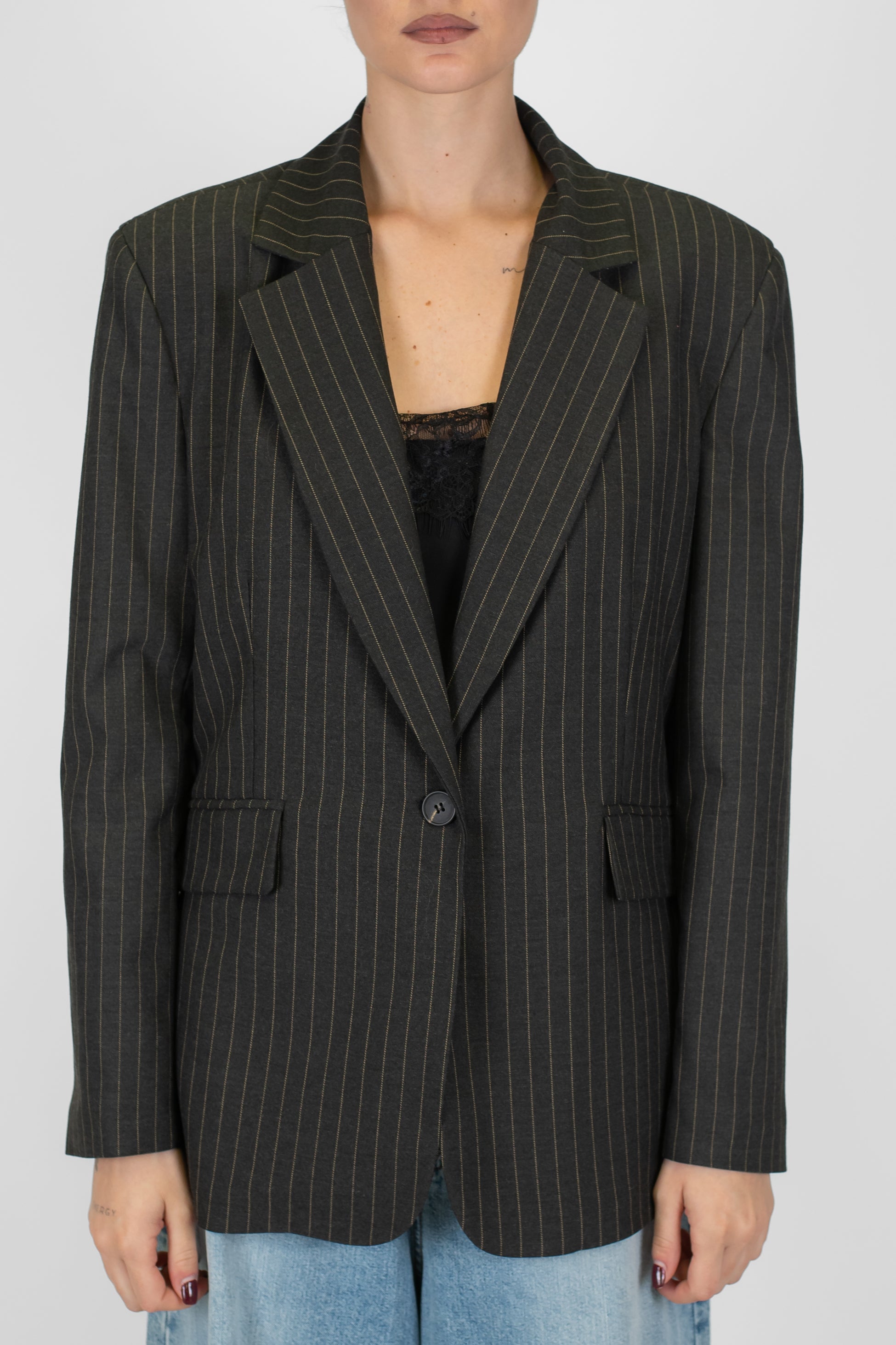 Dixie - Giacca monpetto gessata con spalline