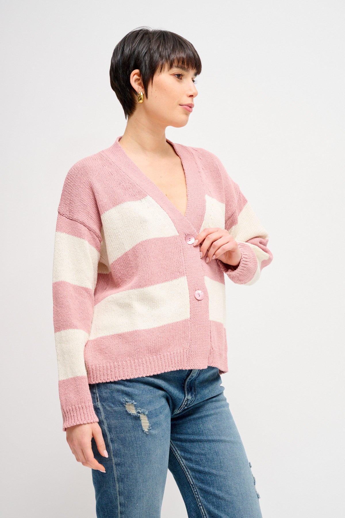 Maryley - Cardigan a righe in cotone