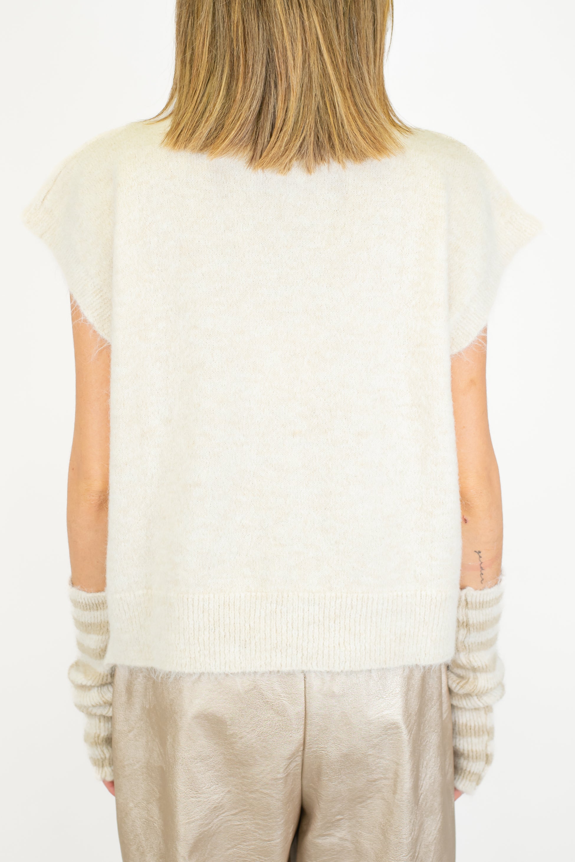 Tensione in - Dolcevita giromaniche in misto lana con manicotti fantasia a righe