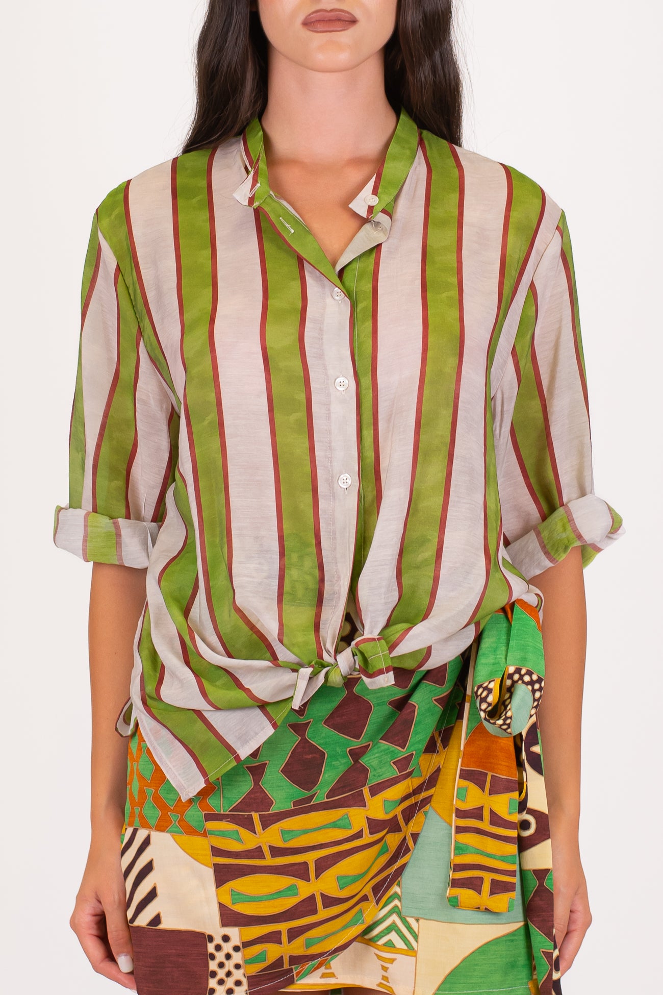 Dixie - Camicia rigata in viscosa leggera