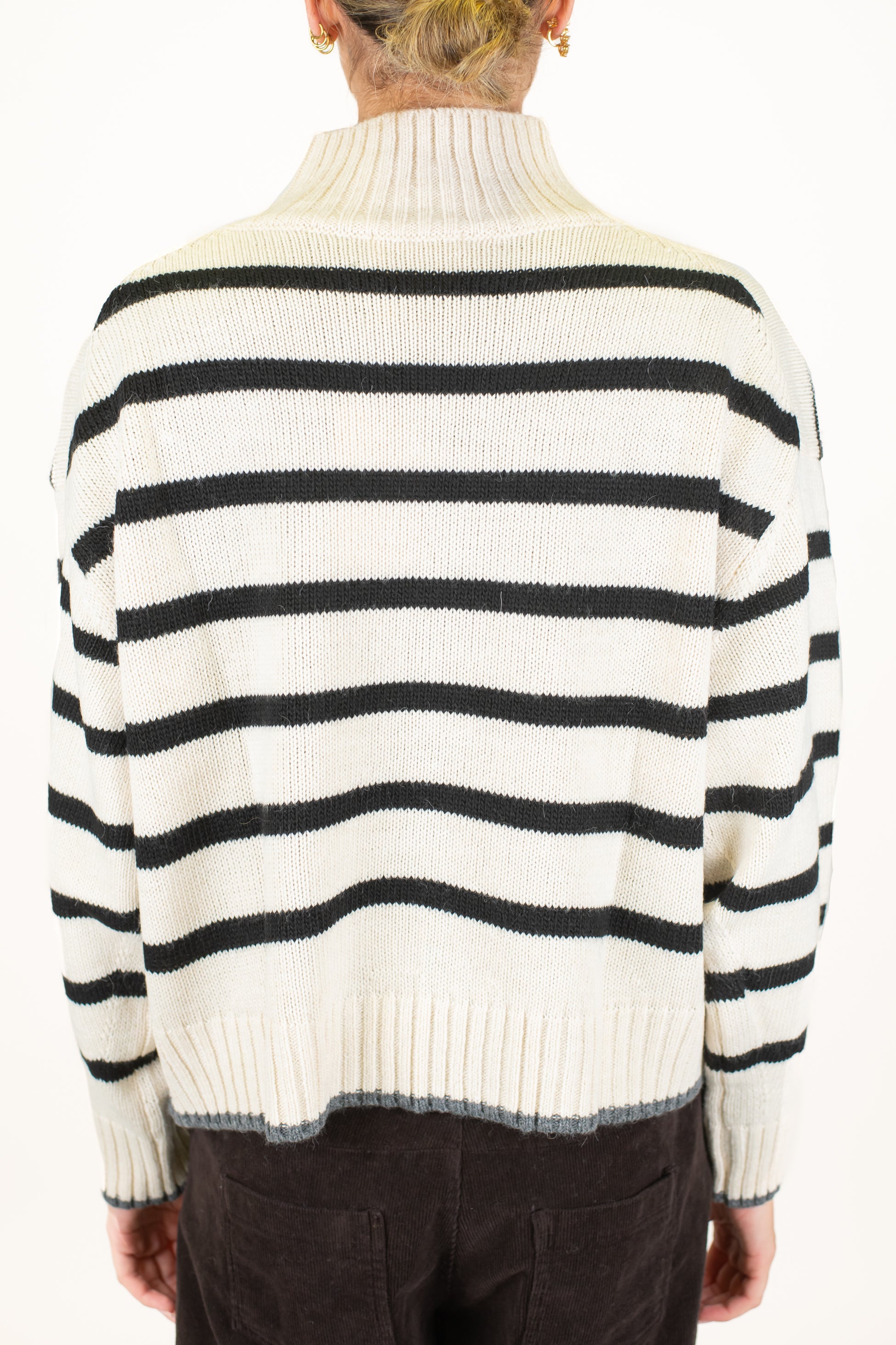 Motel - Lupetto fantasia a righe in misto lana con fondo a contrasto