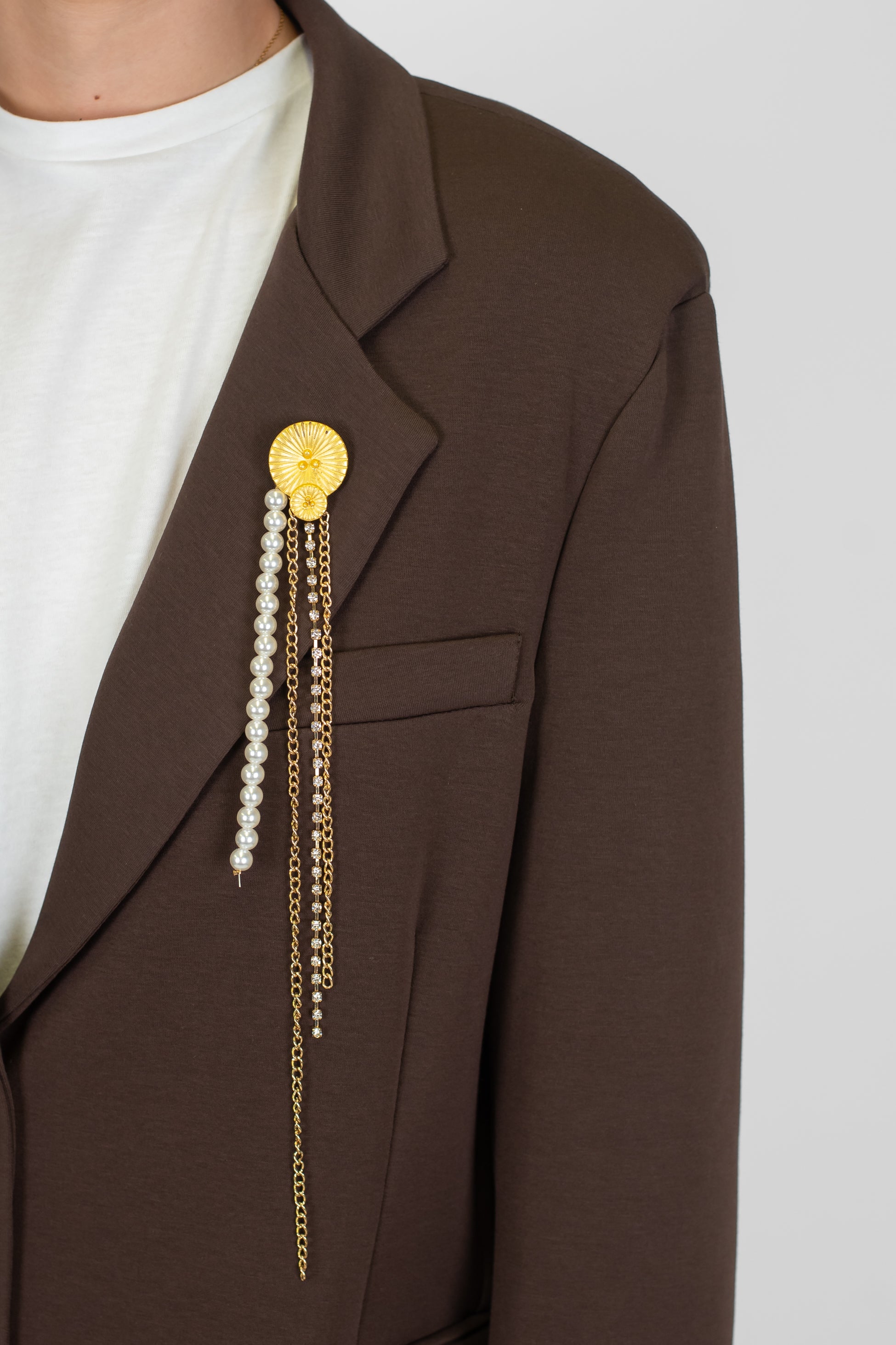 Motel - Giacca monopetto tinta unita con spilla