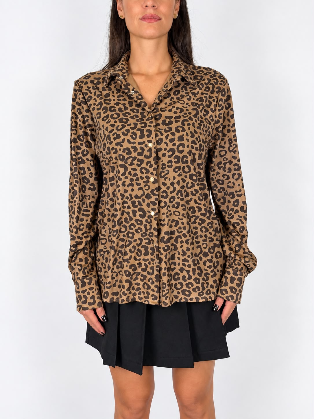 Souvenir - Camicia in suede fantasia animalier