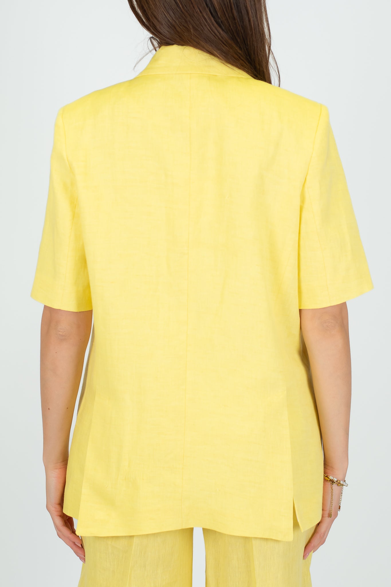 Tensione in - Giacca monopetto mezza manica in 100% lino