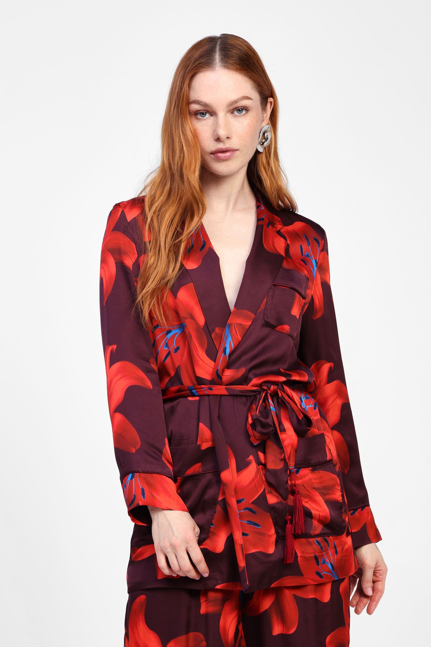 Dixie - Giacca Kimono fantasia com cintura