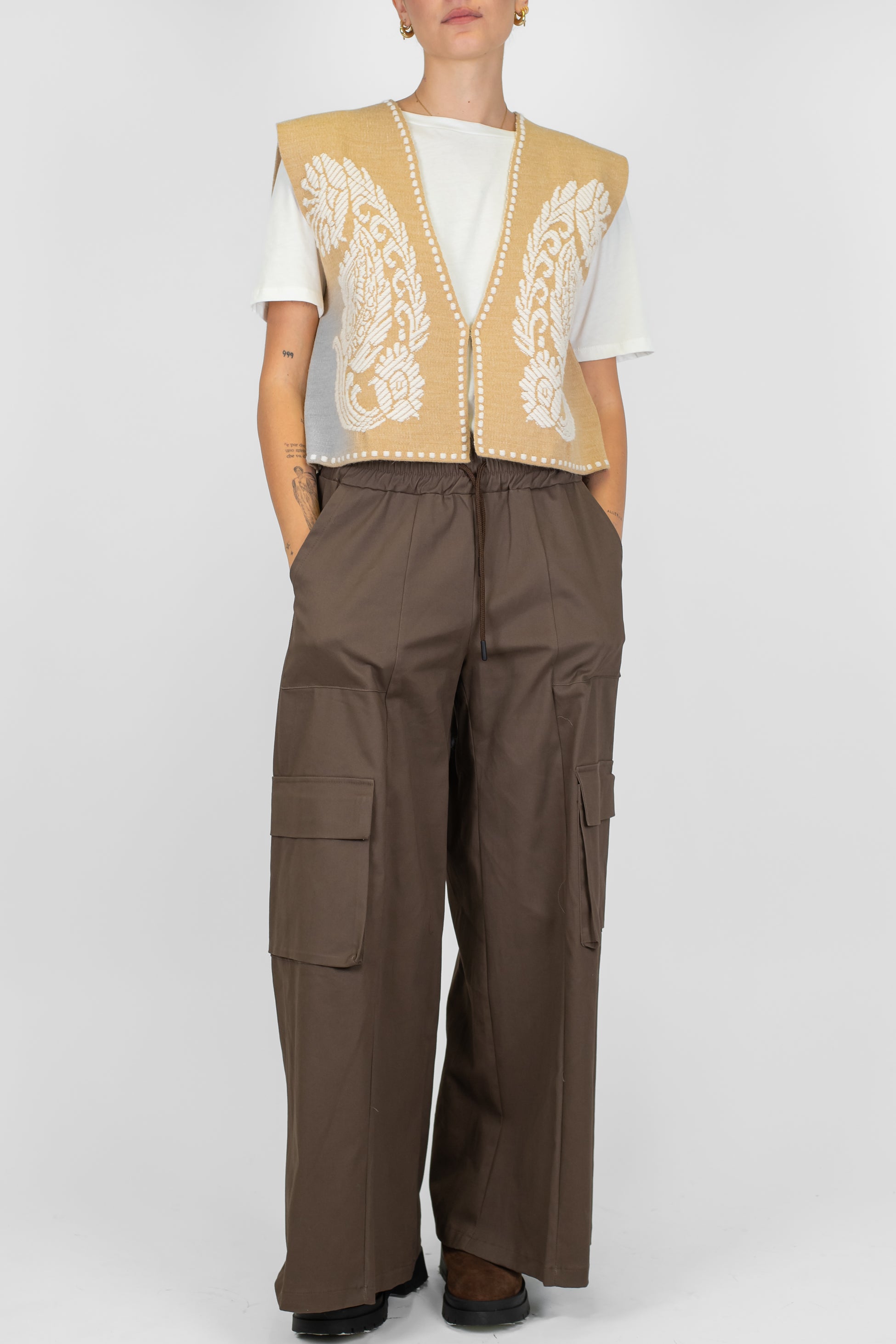 Haveone - Pantalone palazzo cargo con coulisse