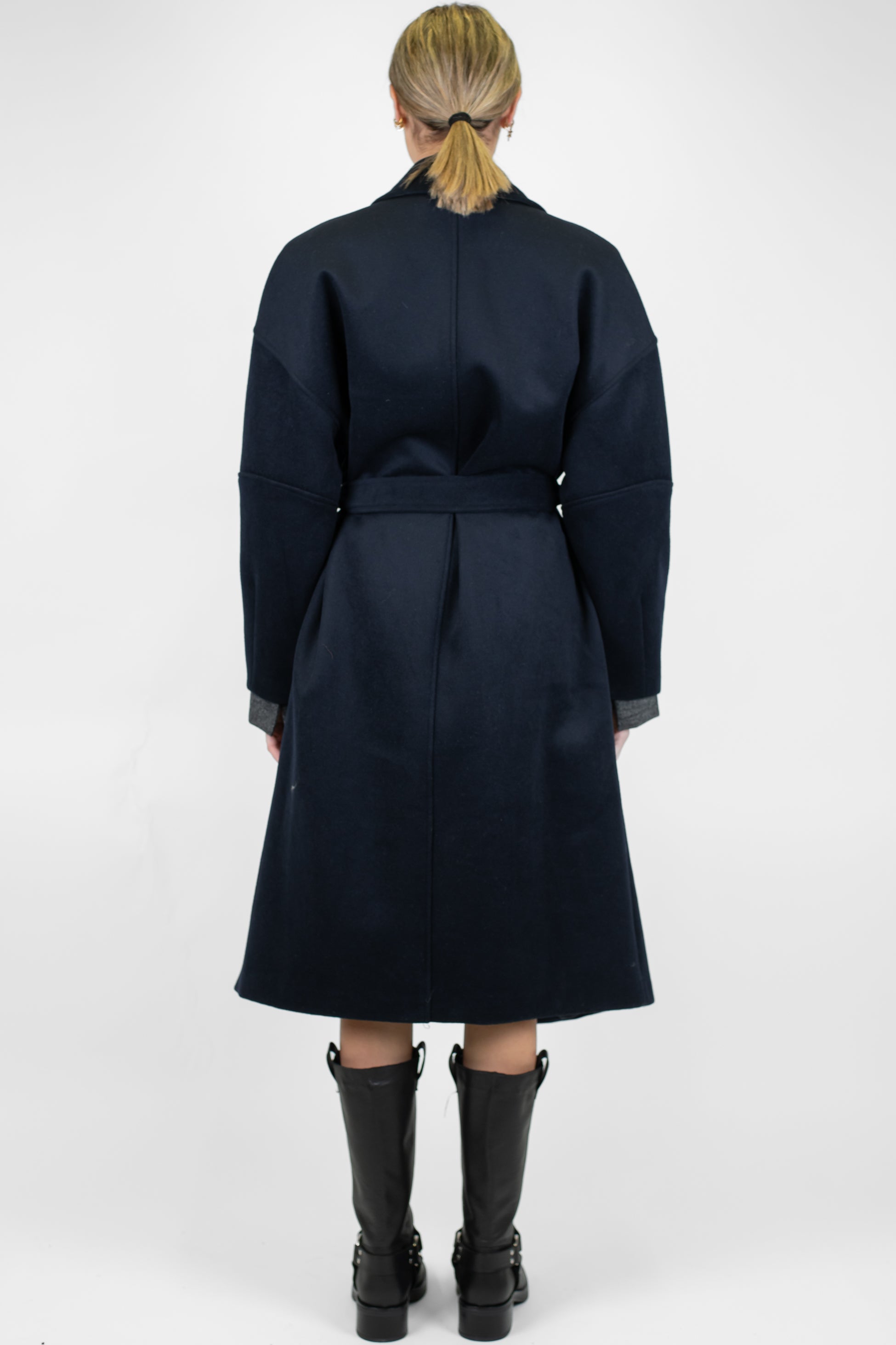 Motel - Cappotto in misto lana con tasconi e cintura in tessuto