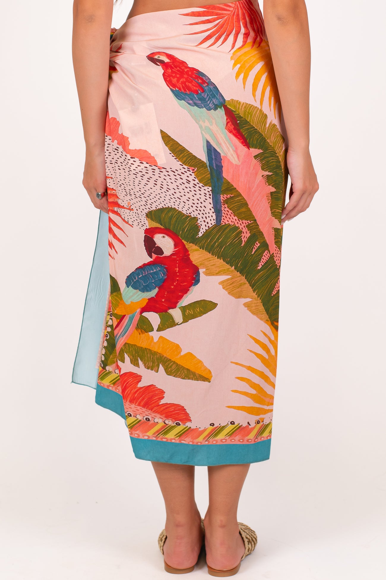 Haveone - Gonna pareo in viscosa leggera fantasia pappagalli