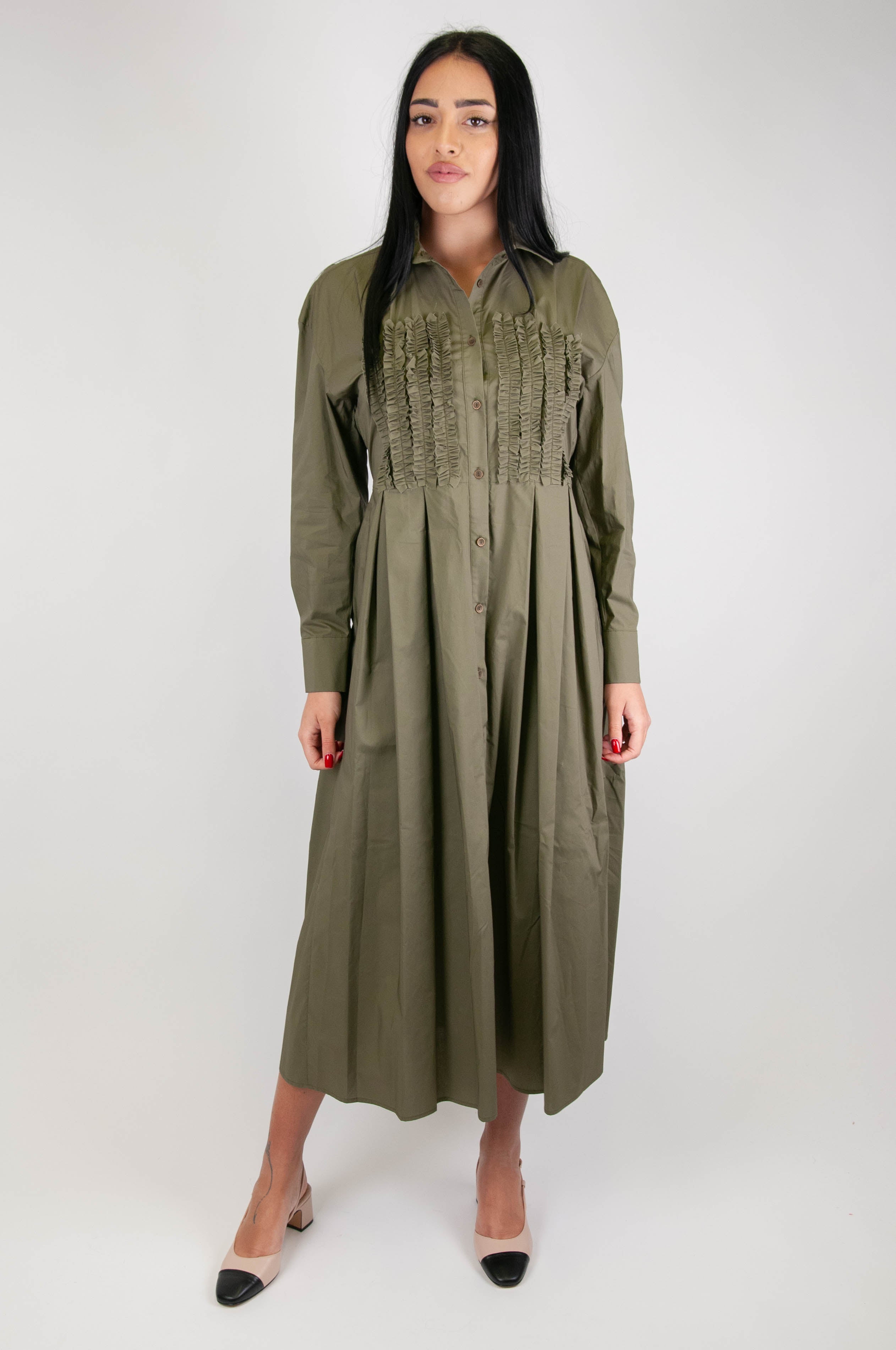 Tension in - Shirtdress with ruffles on the chest