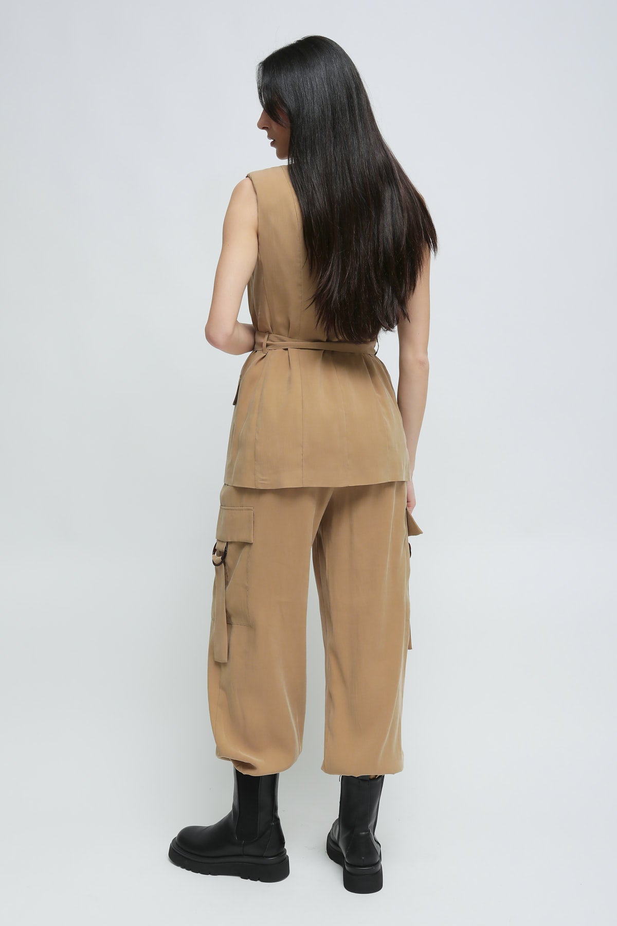 Maryley - Pantalone cargo in modal con elastico in vita e sul fondo