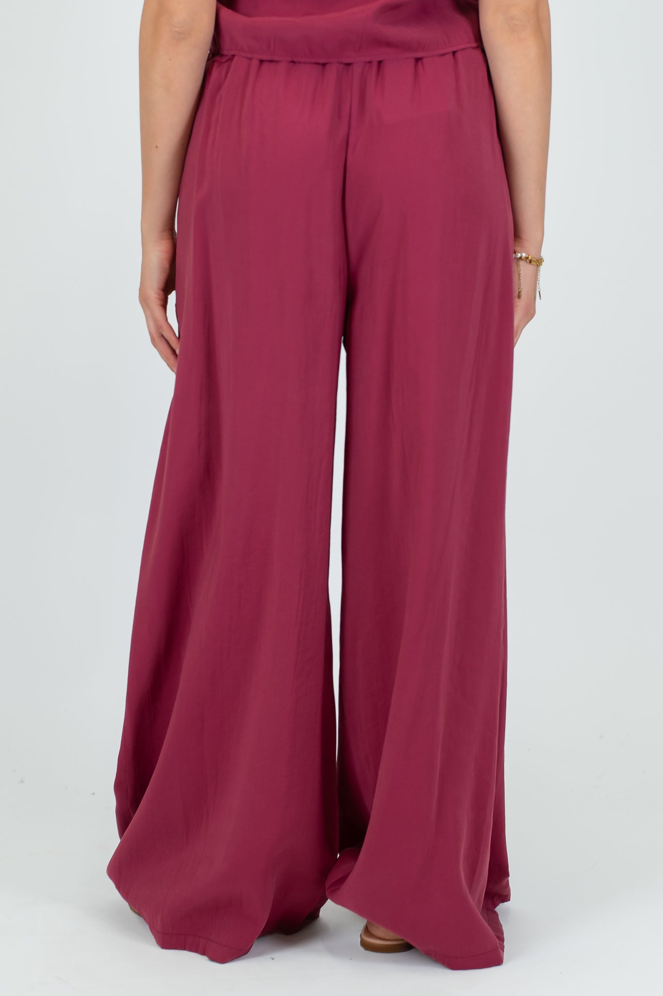 Haveone - Coordinato Gilet con lacci e pantalone palazzo in cupro