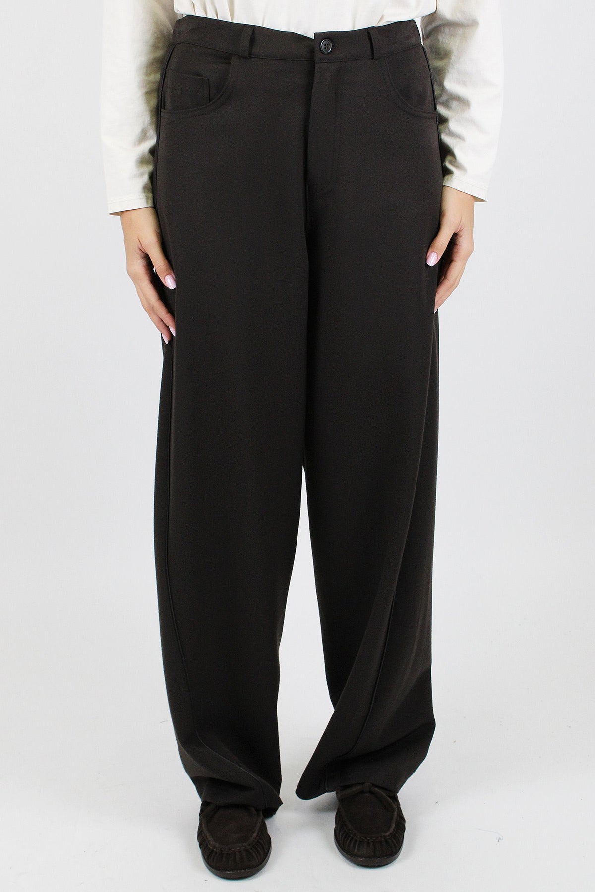 Maryley - Pantalone regular in punto milano con elastico in vita
