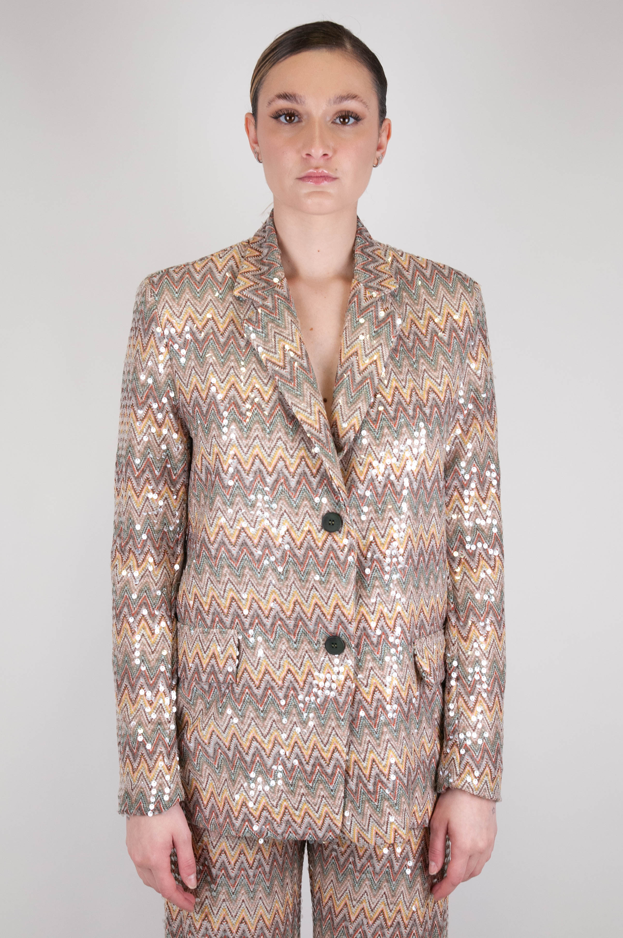 Haveone - Zig zag patterned sequin jacket