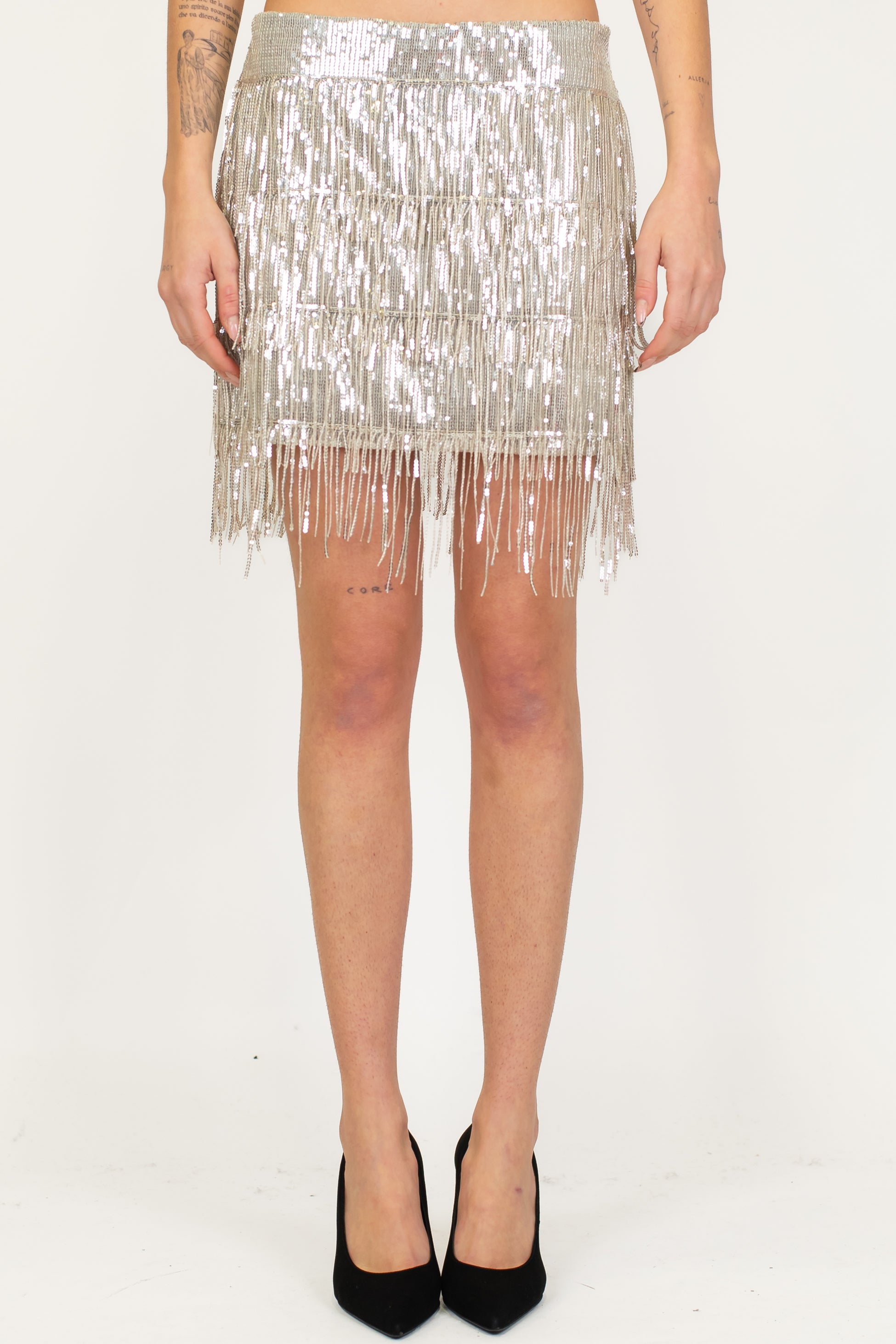 Haveone - Minigonna con frange in paillettes