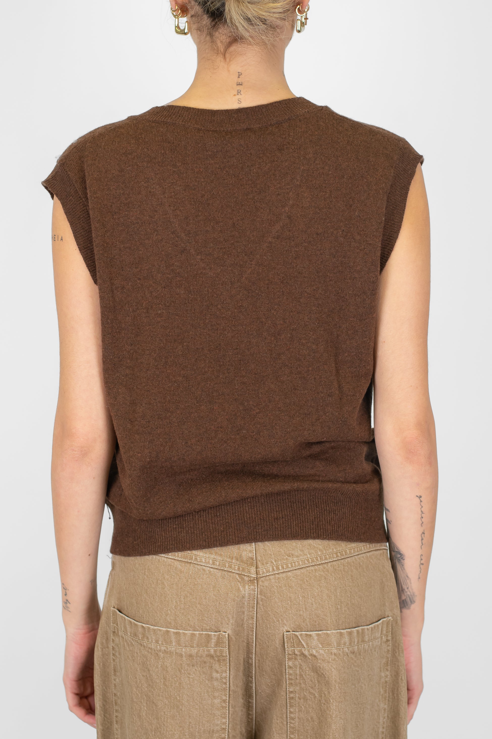 Motel - Gilet scollo a V fantasia rombi laterali in misto lana e cashmere