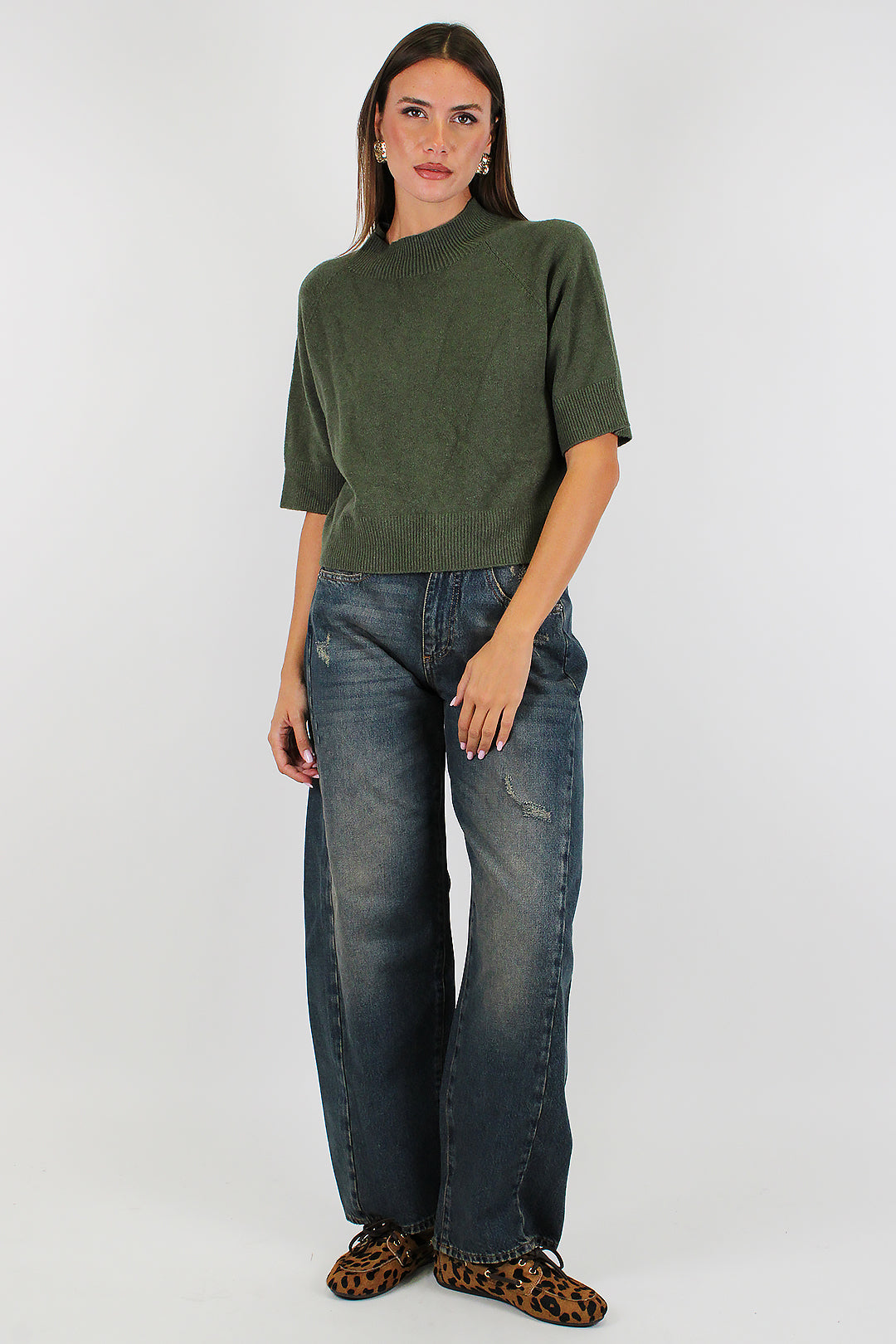 Haveone - Jeans balloon lavaggio scuro con rotture modello Lycy