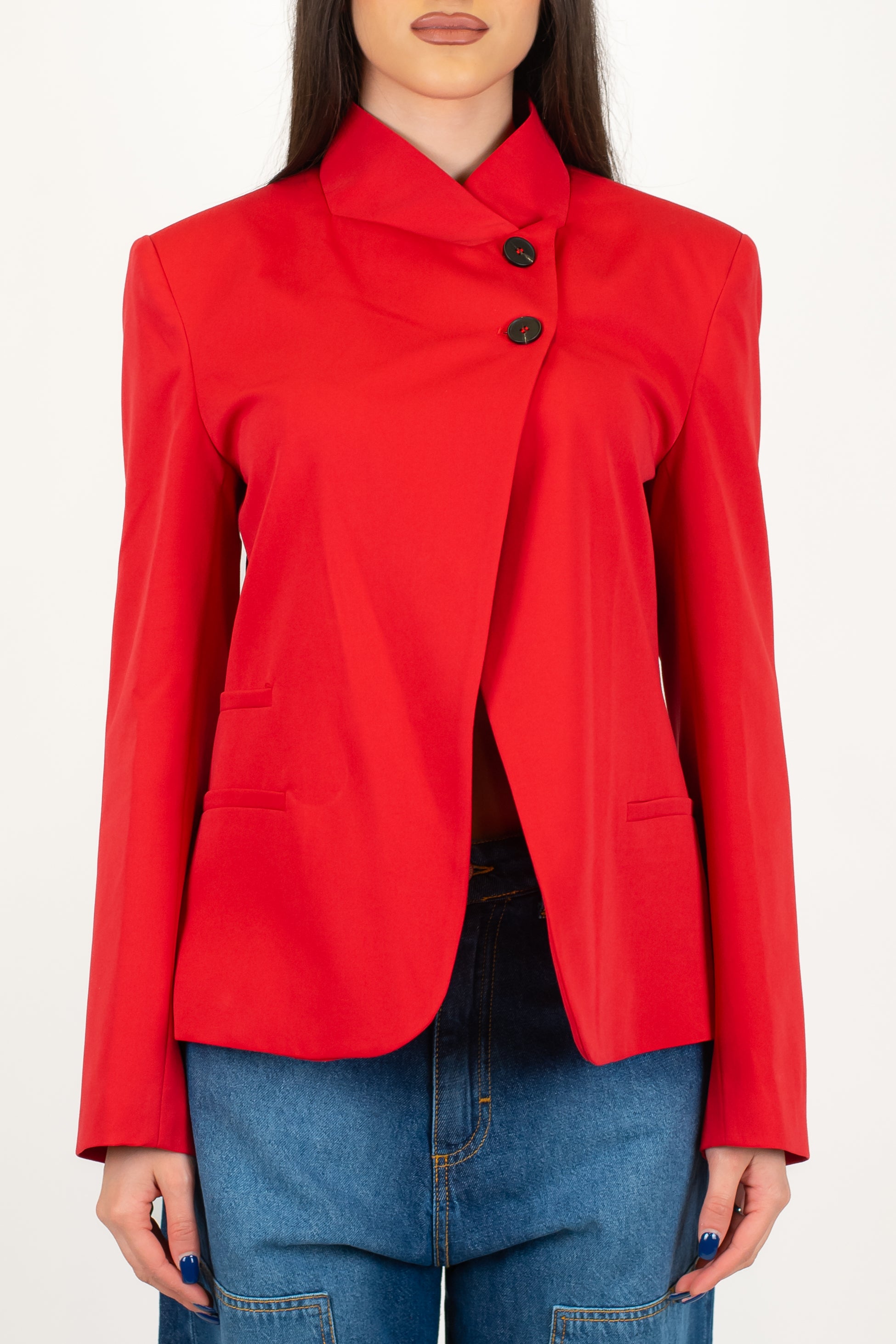 Haveone - Giacca coreana con chiusura superiore asimmetrica e spalline