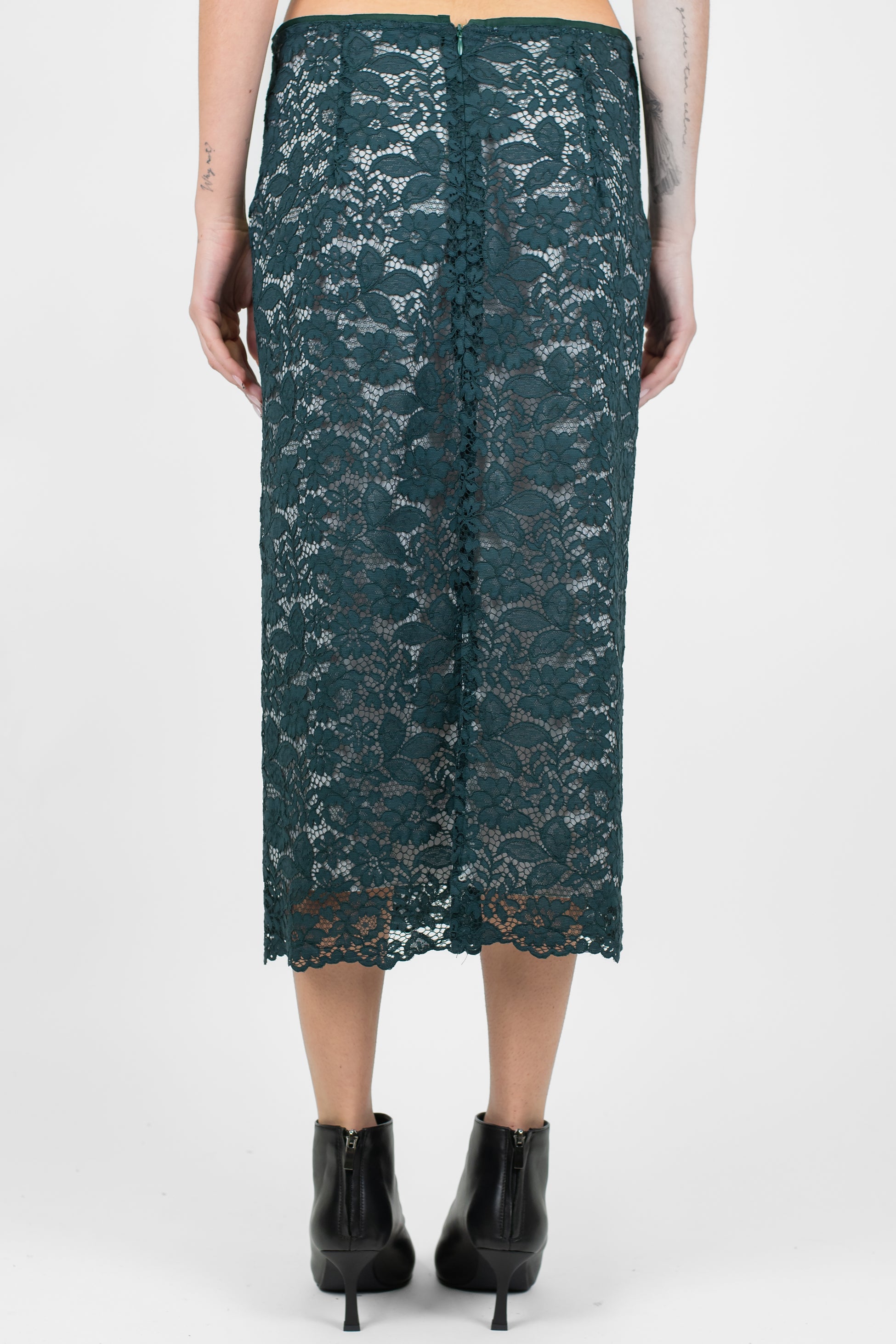 Dixie - Gonna foderata in pizzo con chiusura zip sul retro