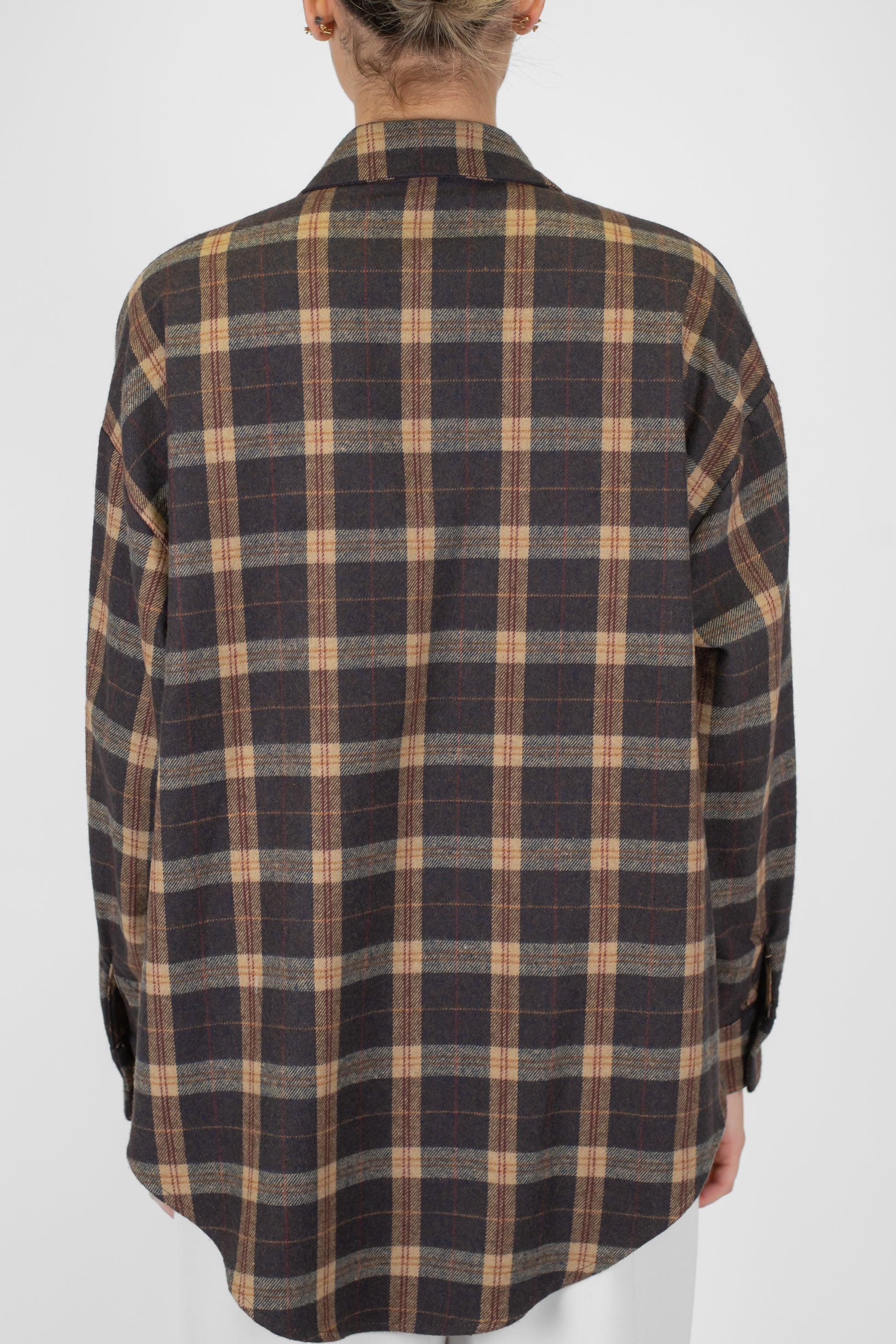 Motel - Camicia fantasia quadri con spille sul taschino