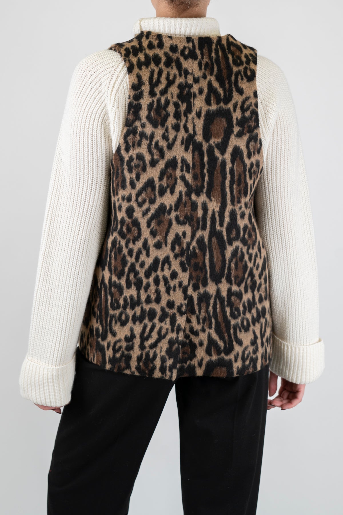 Tensione in - Maxi gilet fantasia animalier in misto lana