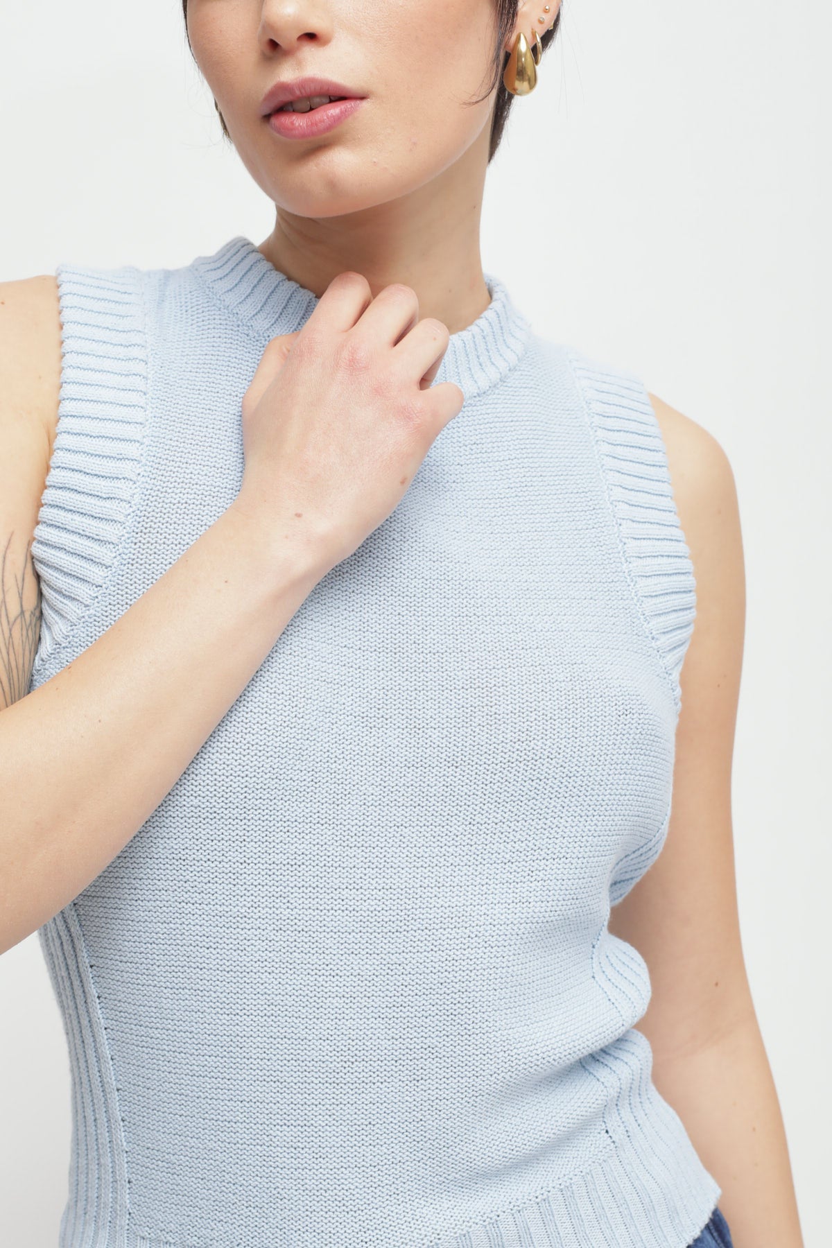 Maryley - Maglia giromaniche a costine in cotone