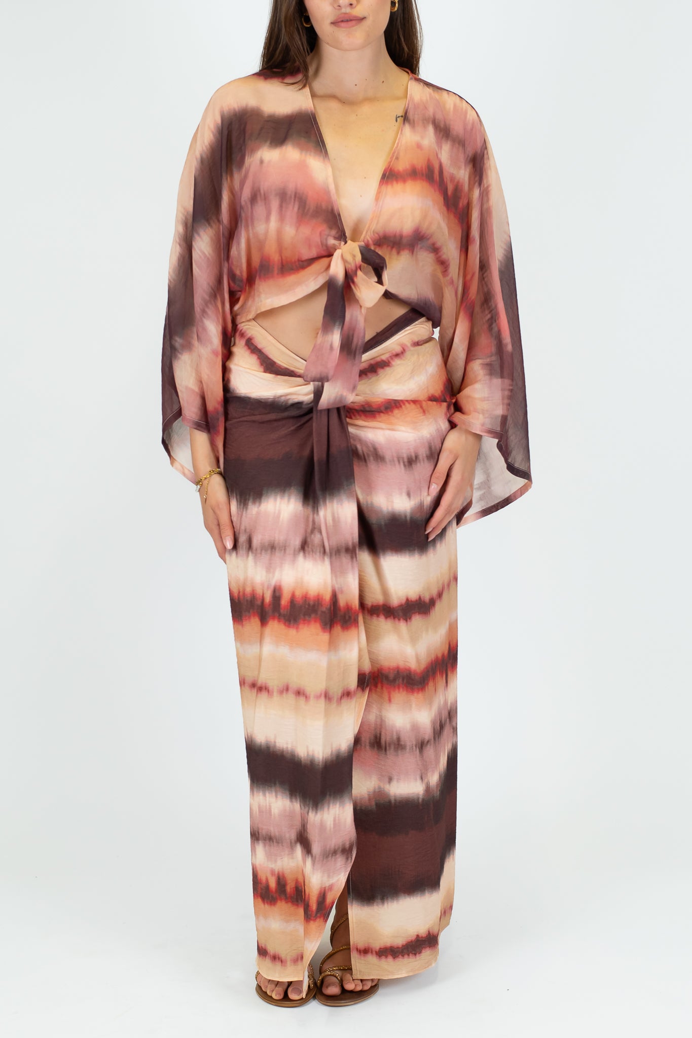 Haveone - Camicia con nodo fantasia astratta