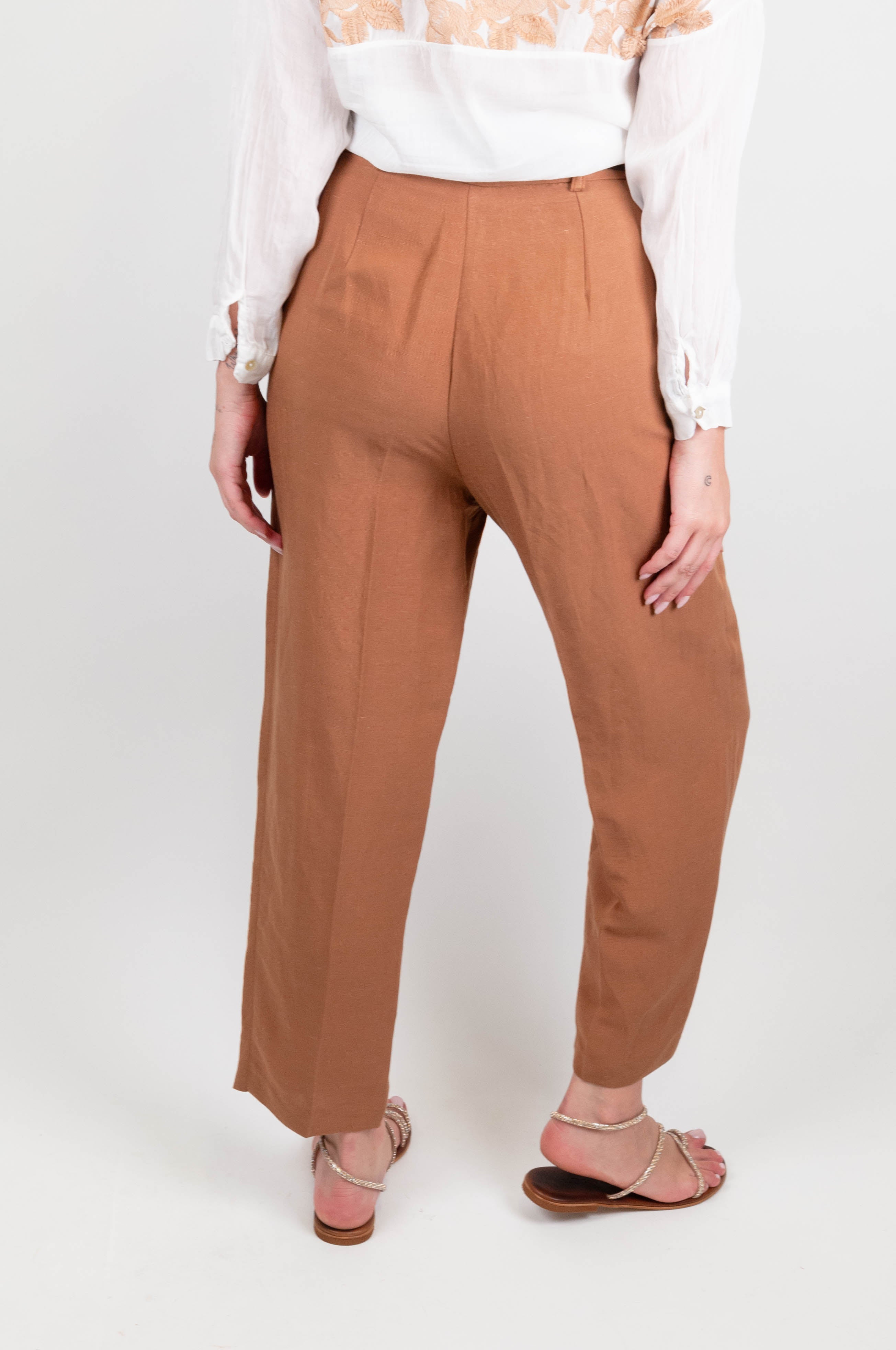 Tensione in - Pantalone regular in misto lino