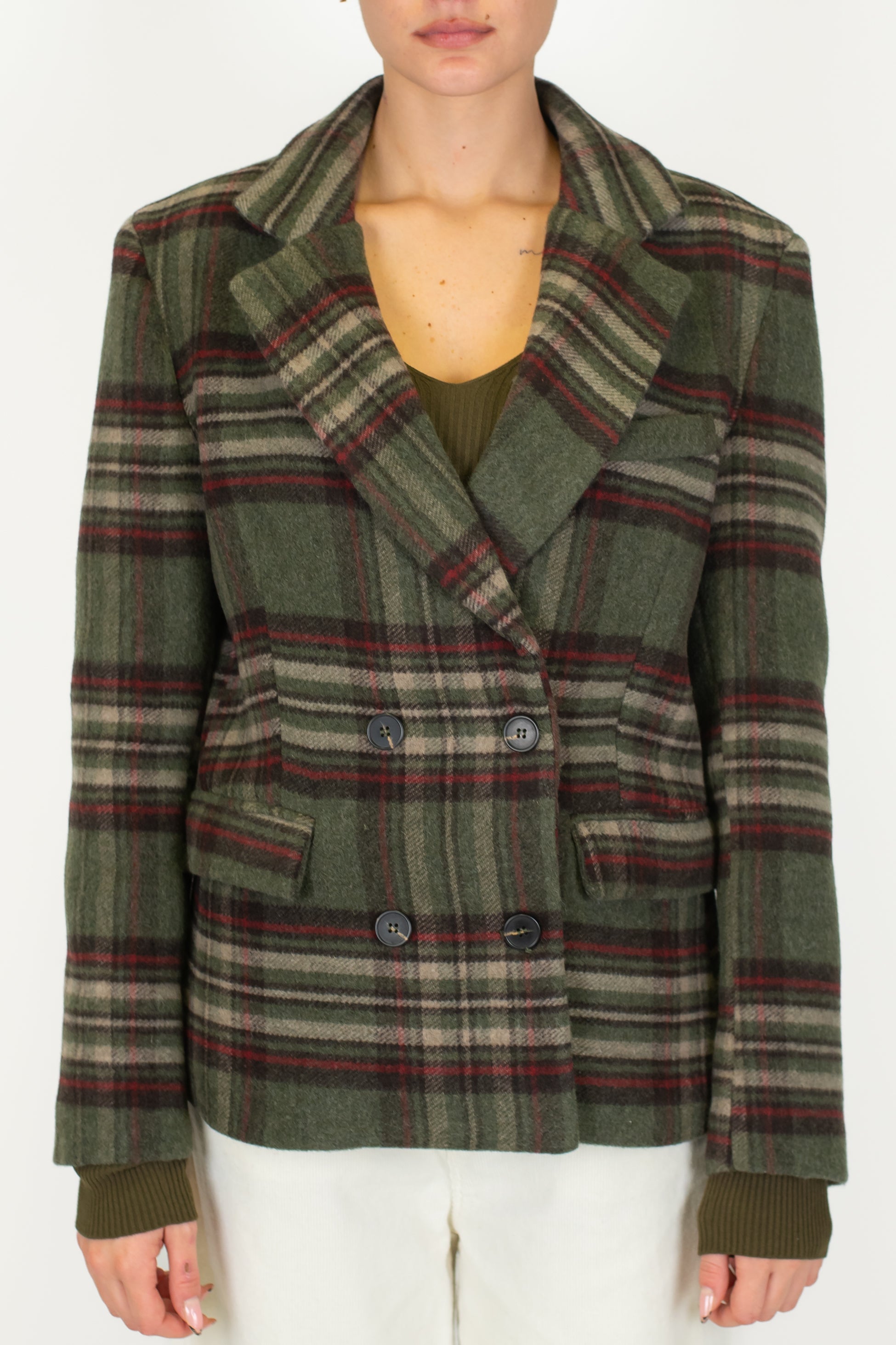 Motel - Giacca monopetto fantasia check in misto lana