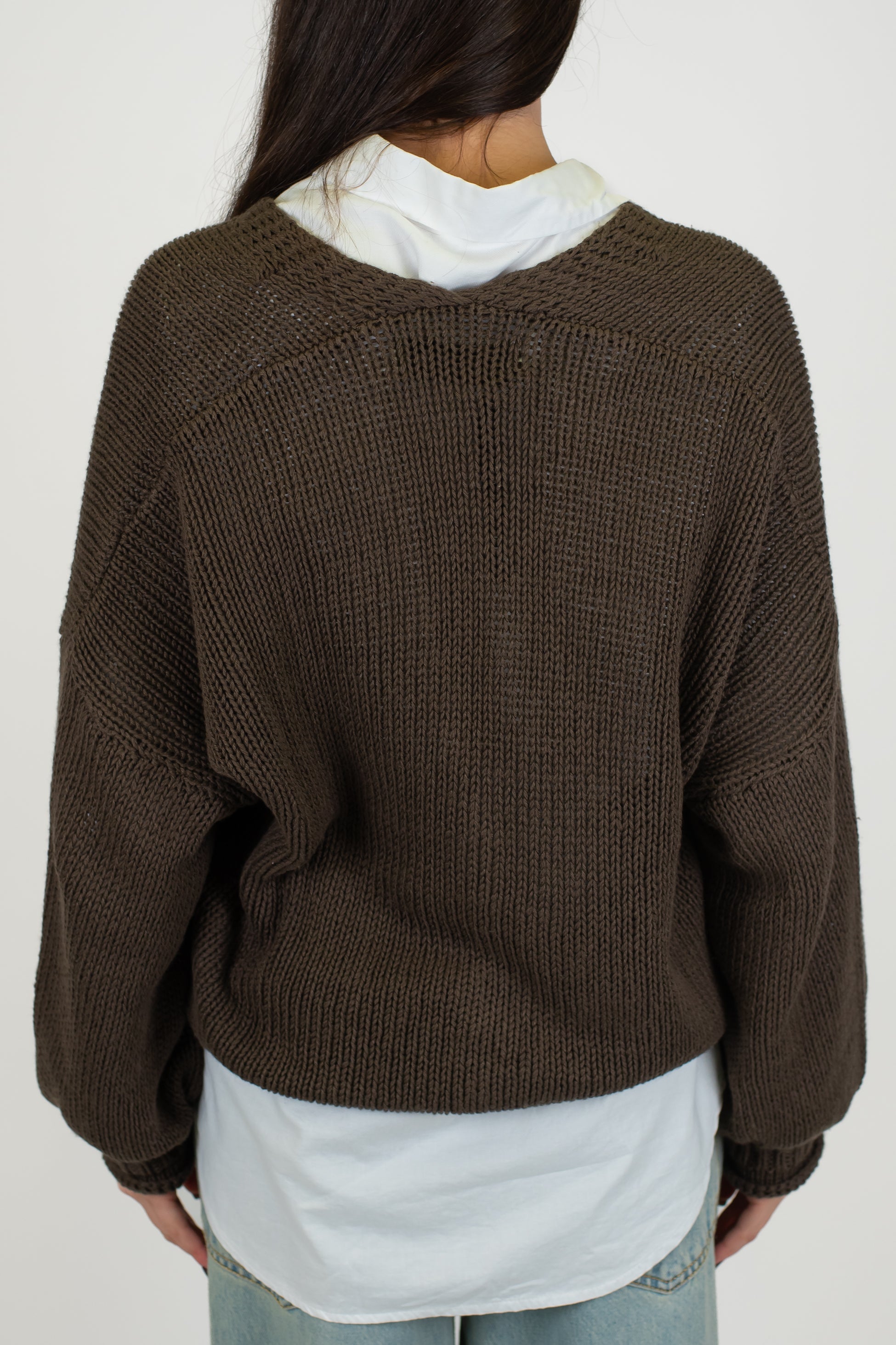 Haveone - Cardigan tre bottoni in filato leggero con taschini laterali