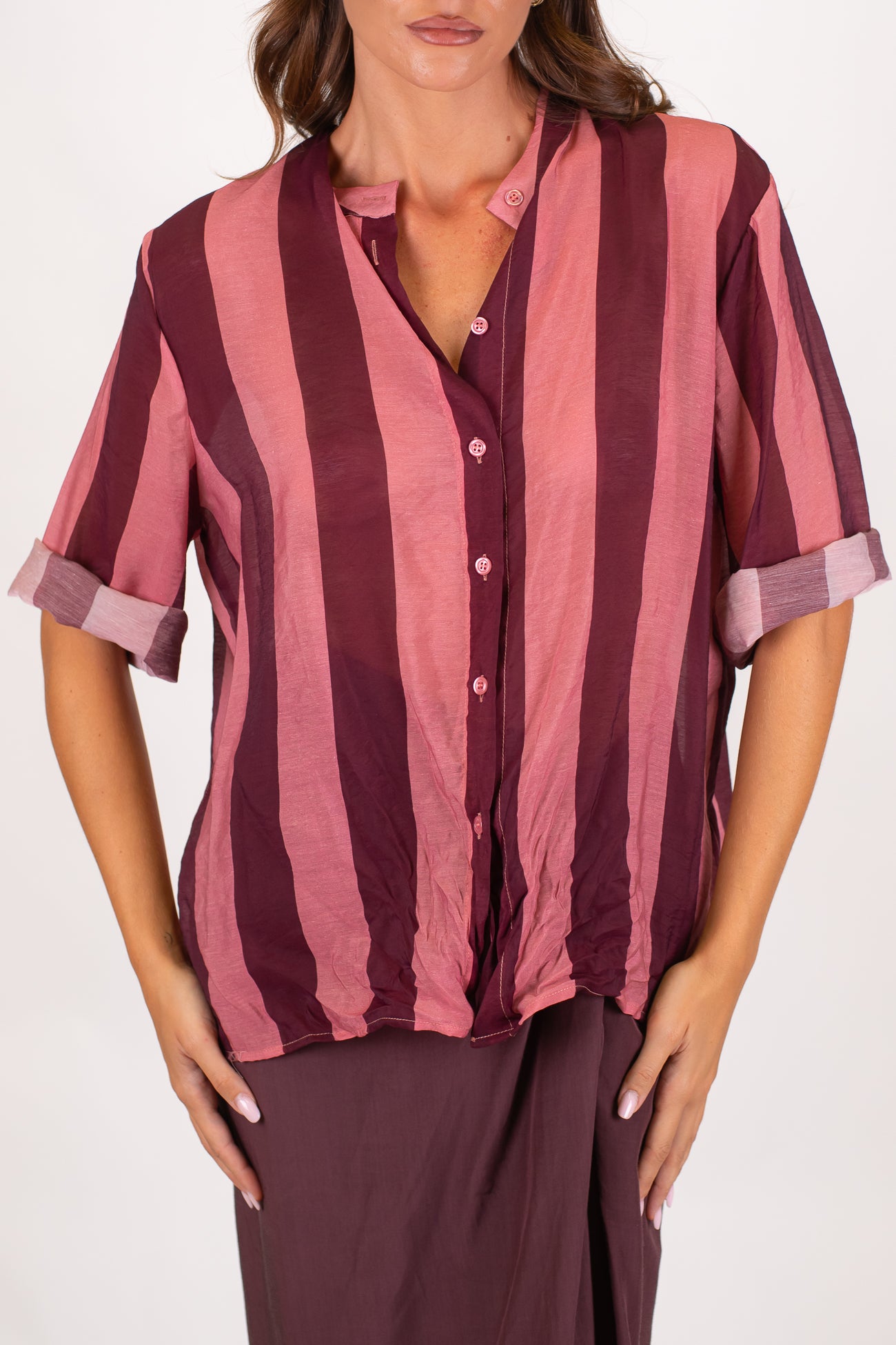 Dixie - Camicia rigata in viscosa leggera