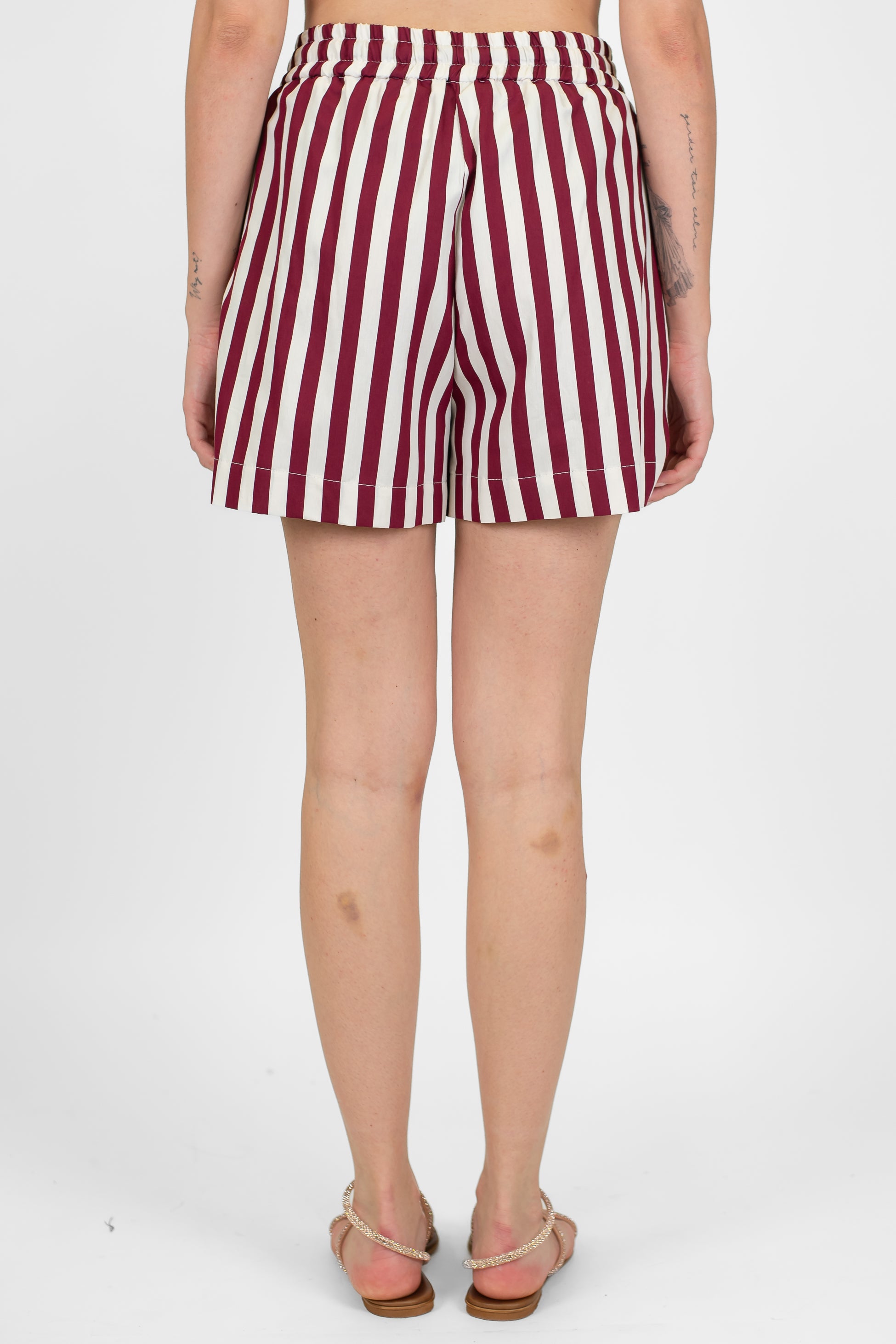 Motel - Shorts fantasia righe in viscosa leggera con coulisse