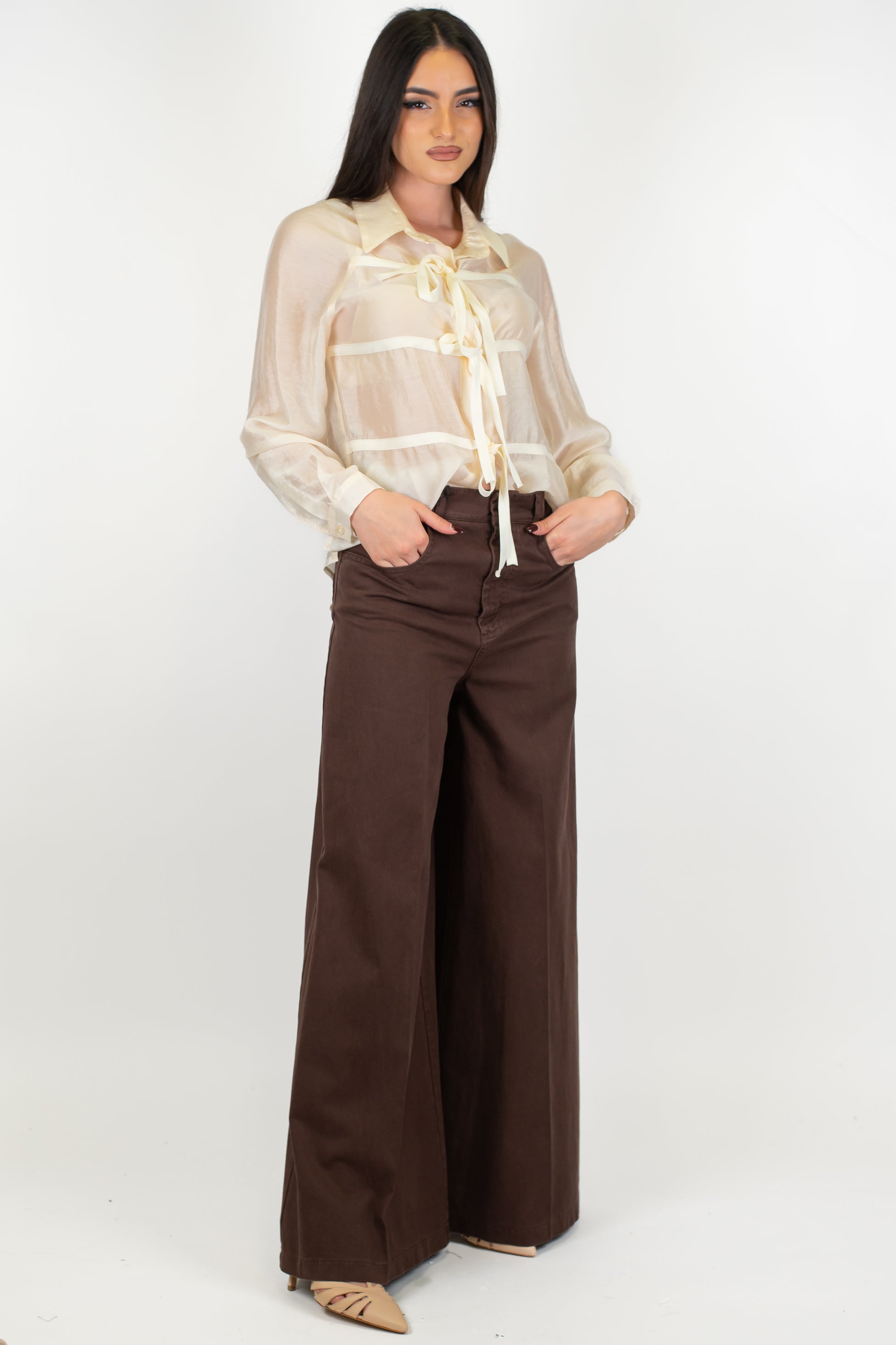 Tensione in - Pantalone palazzo in lyocell modello Baldo