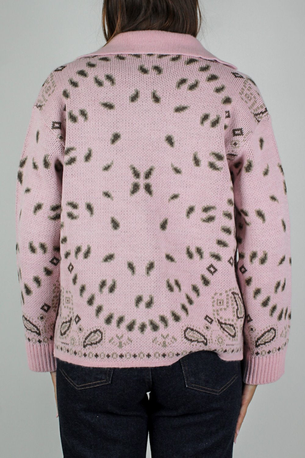 Tensione in - Cardigan fantasia bandana in misto lana con tasche frontali e chiusura con bottoni