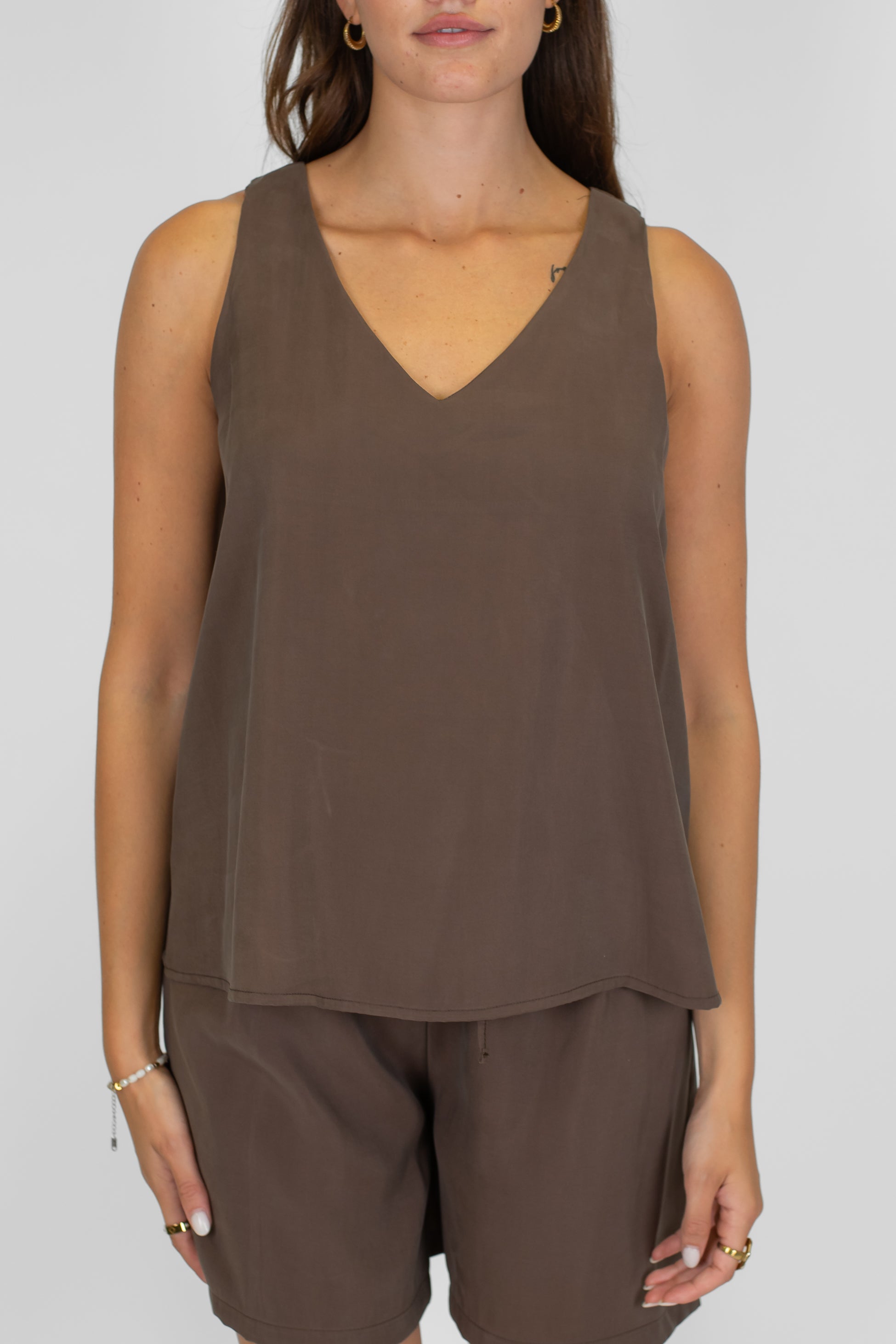 Haveone - Coordinato top scollo v e short con coulisse in vita