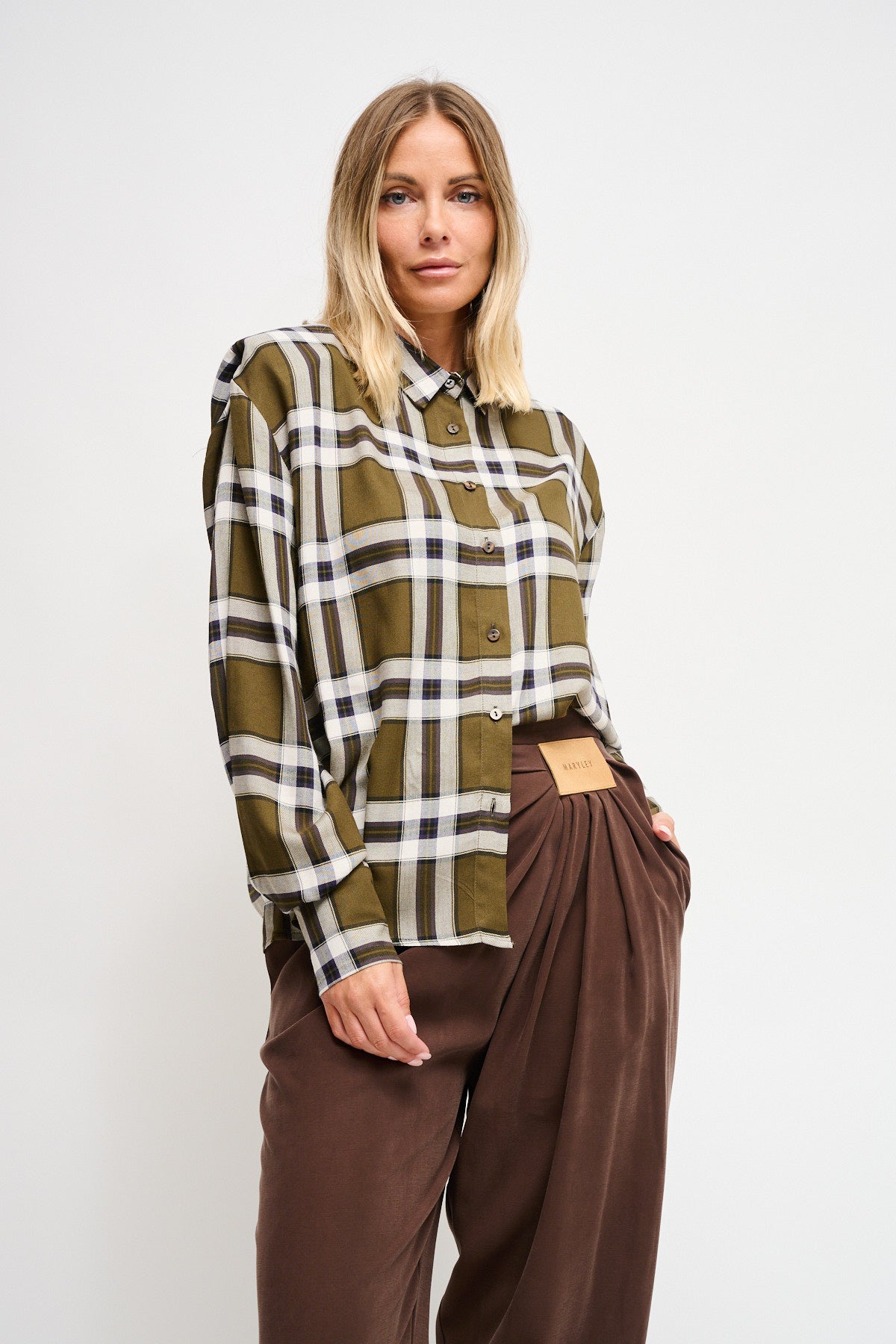 Maryley - Camicia fantasia check con spalline