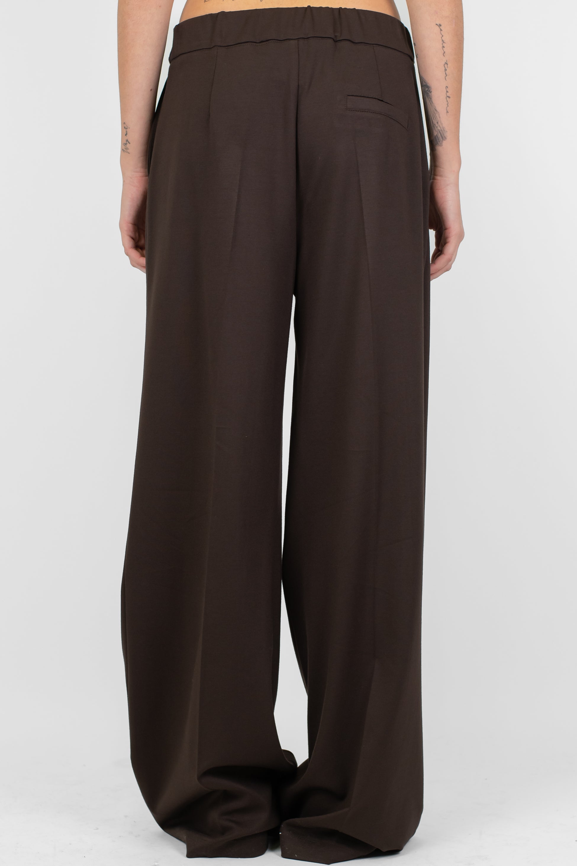 Maryley - Pantalone palazzo in punto milano con elastico sul retro