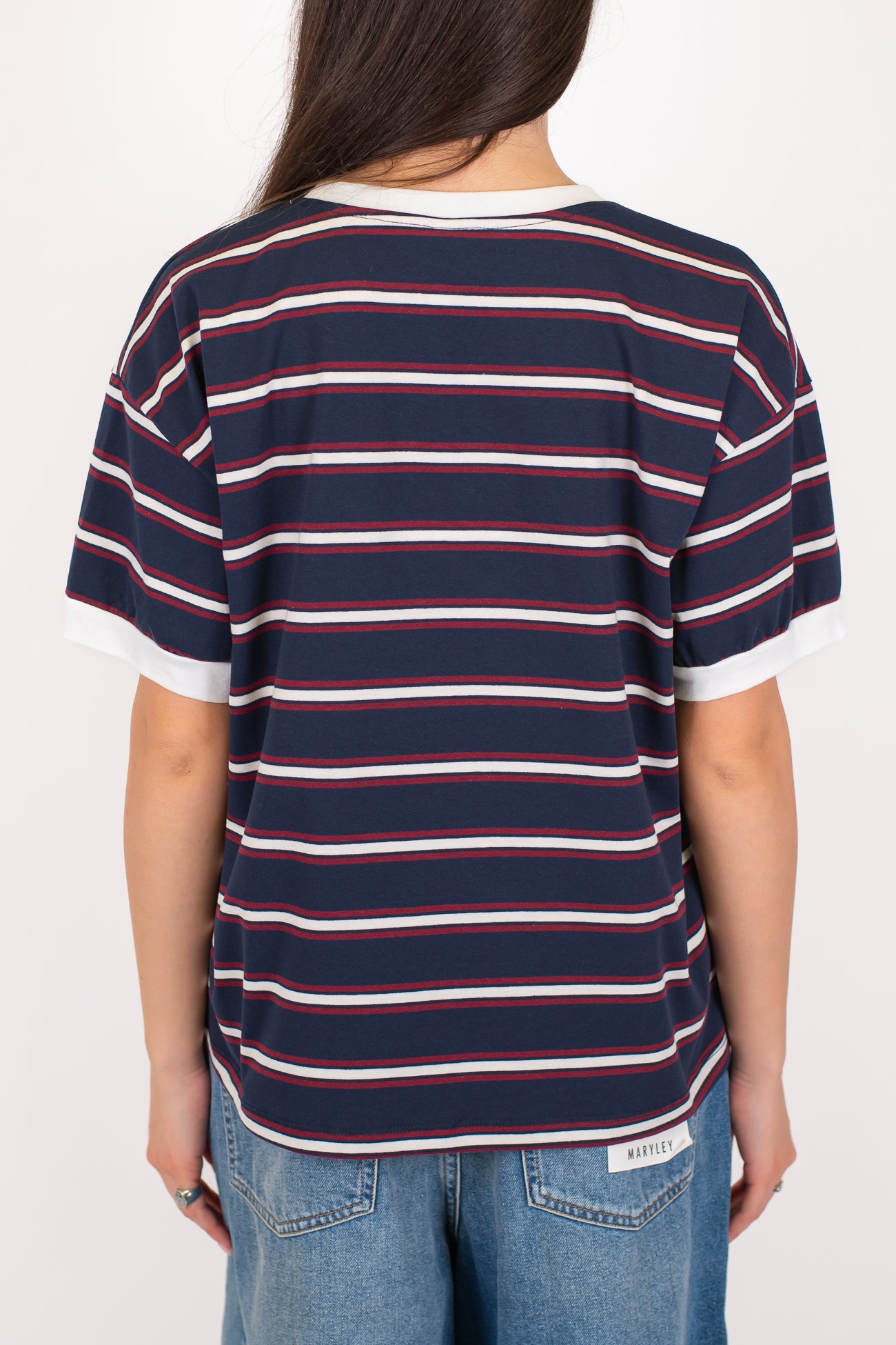 Tensione in - T-shirt fantasia a righe a contrasto
