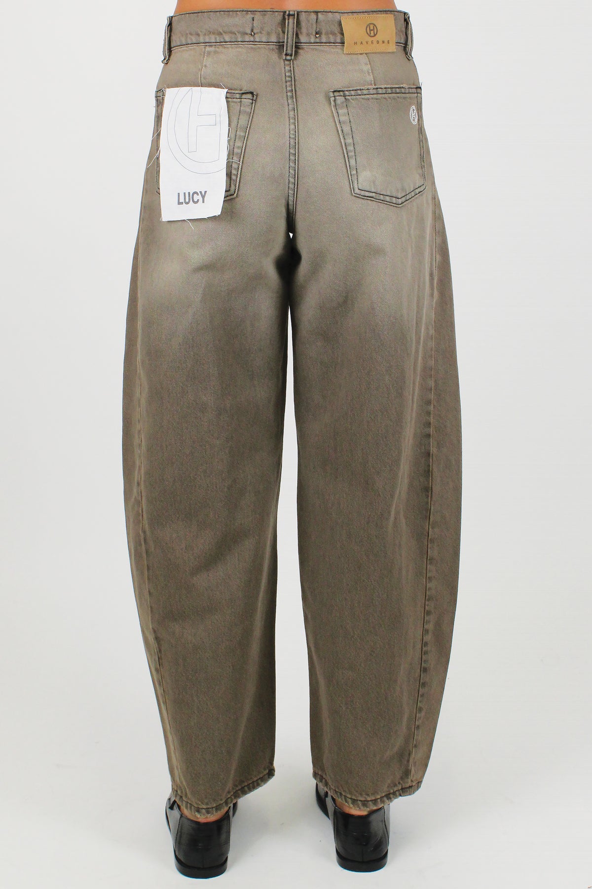 Haveone - Pantalone balloon in denim colorato sabbiato modello Lucy