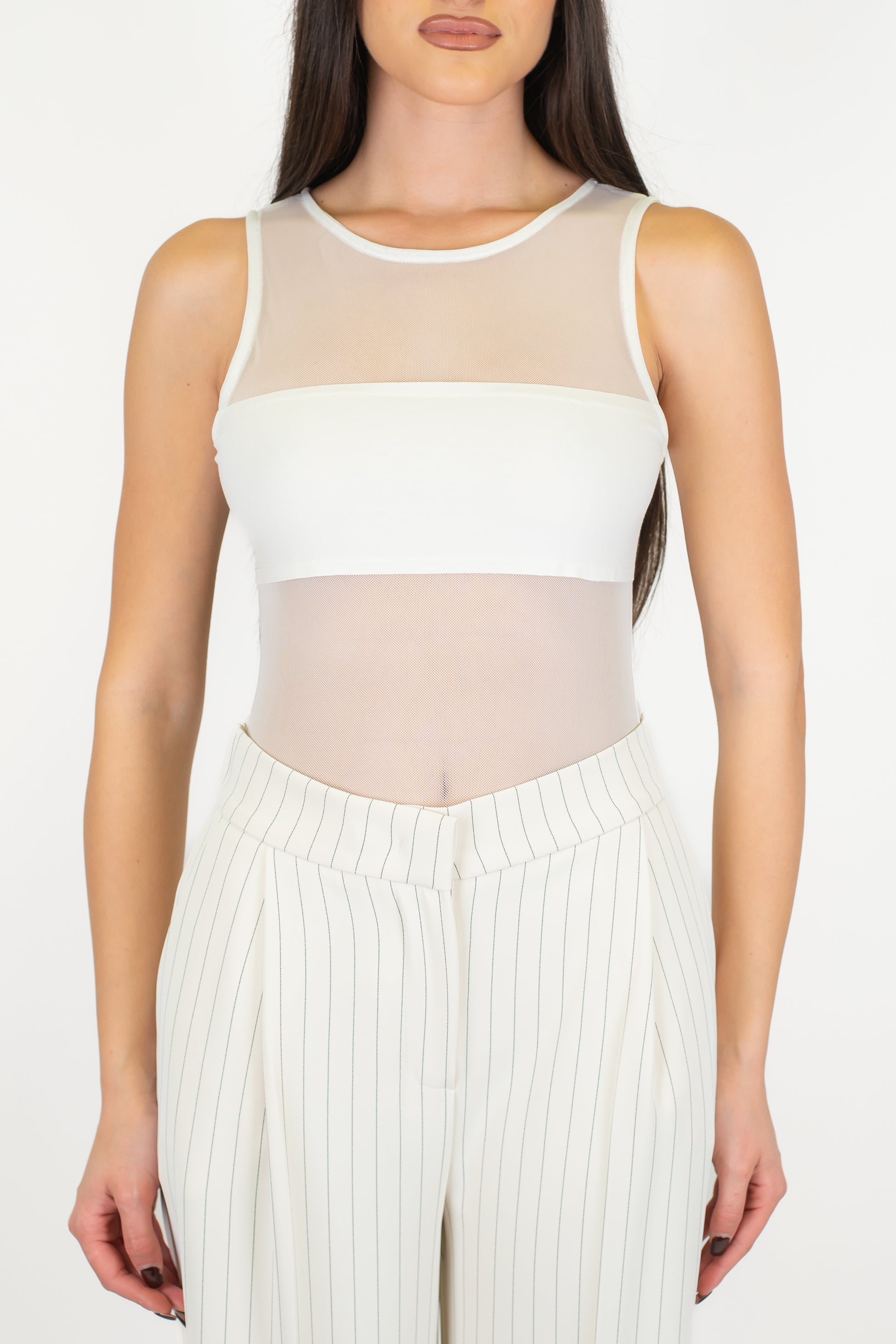 Haveone - Canotta body a rete con fascia in tessuto